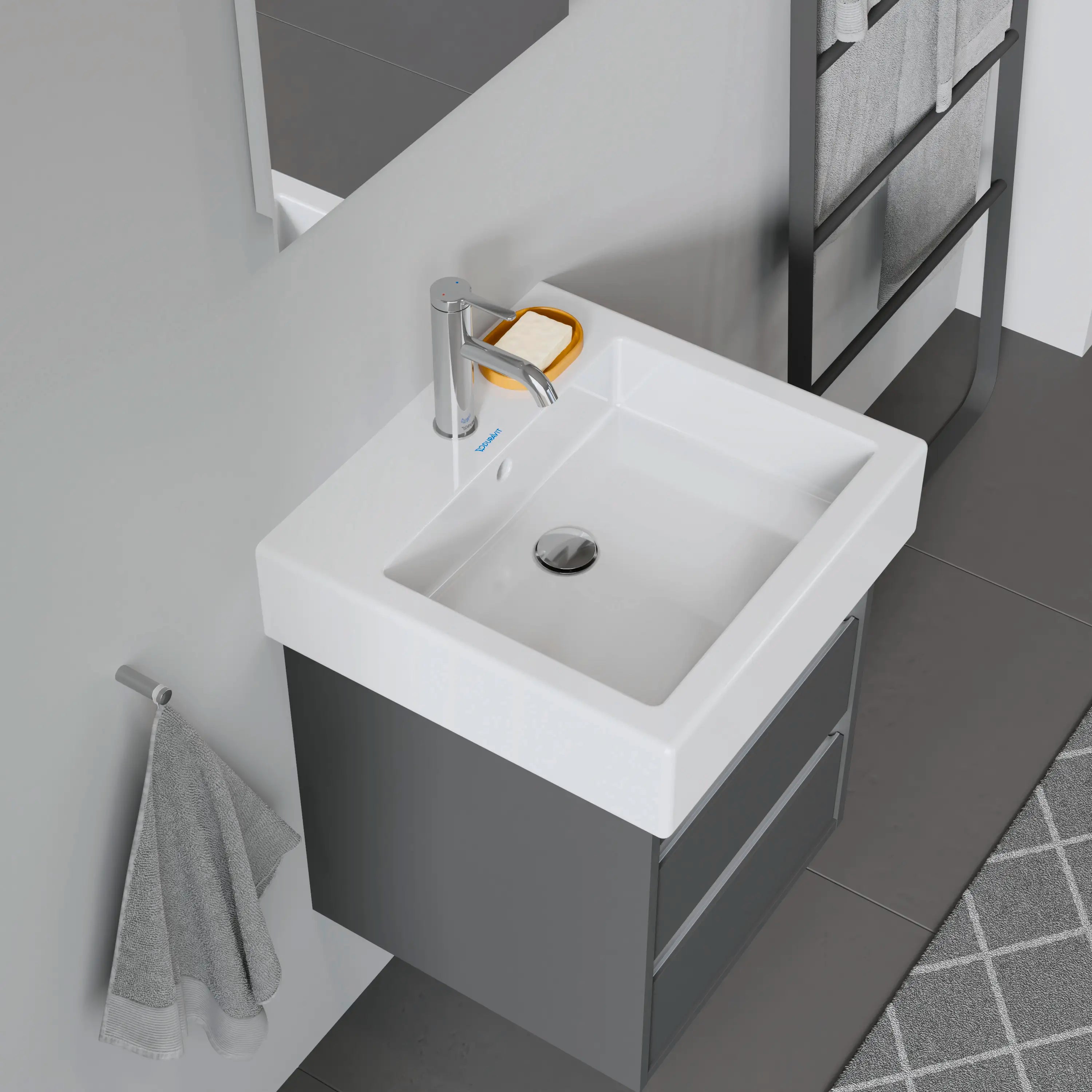 Duravit Vero 19 5/8'' Rectangular Wall Mounted Sink in White with Single Faucet Hole and with Overflow