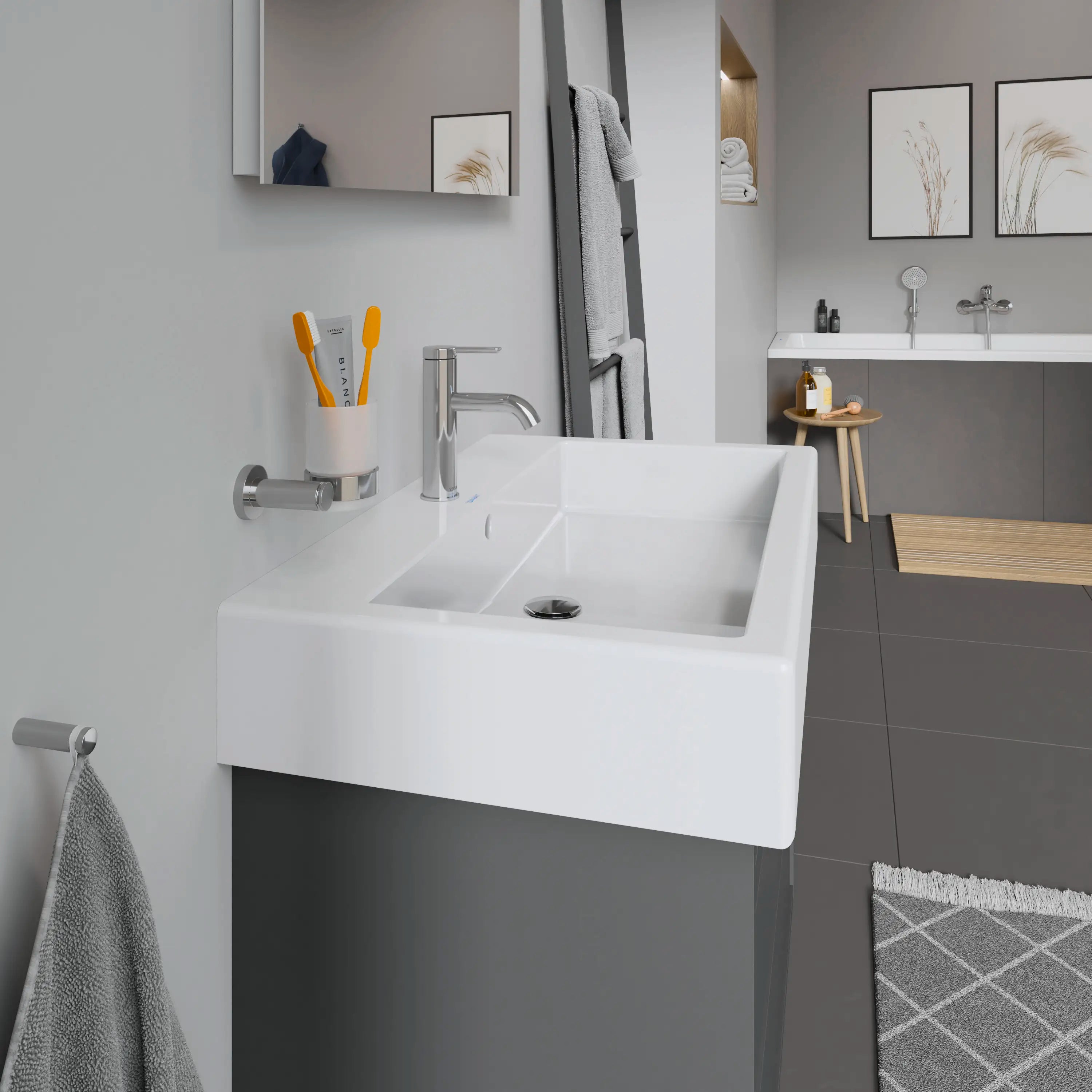 Duravit Vero 31 1/2'' Rectangular Wall Mounted Sink in White with Single Faucet Hole and with Overflow