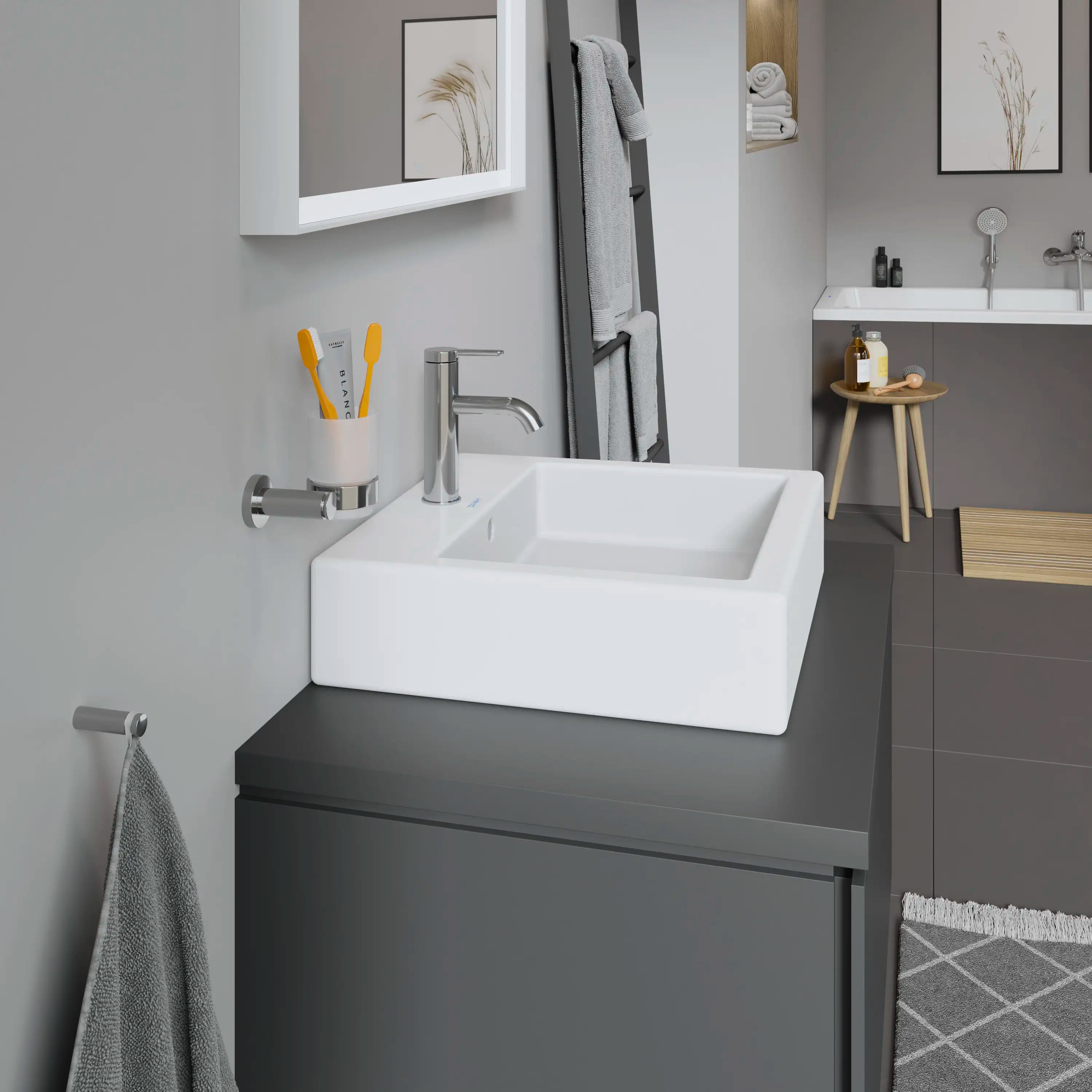 Duravit Vero 19 5/8'' Rectangular Vessel Sink in White with Single Faucet Hole and with Overflow