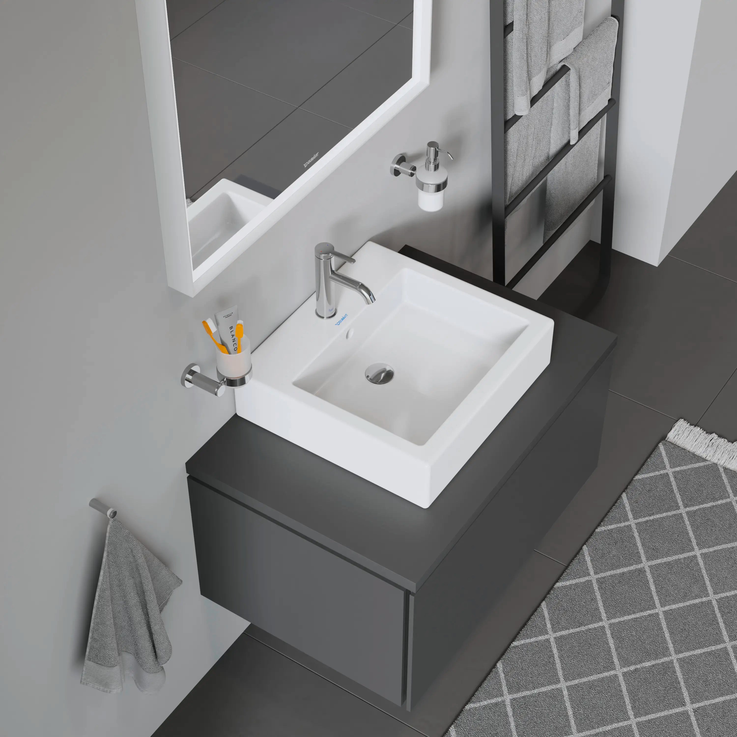Duravit Vero 19 5/8'' Rectangular Vessel Sink in White with Single Faucet Hole and with Overflow