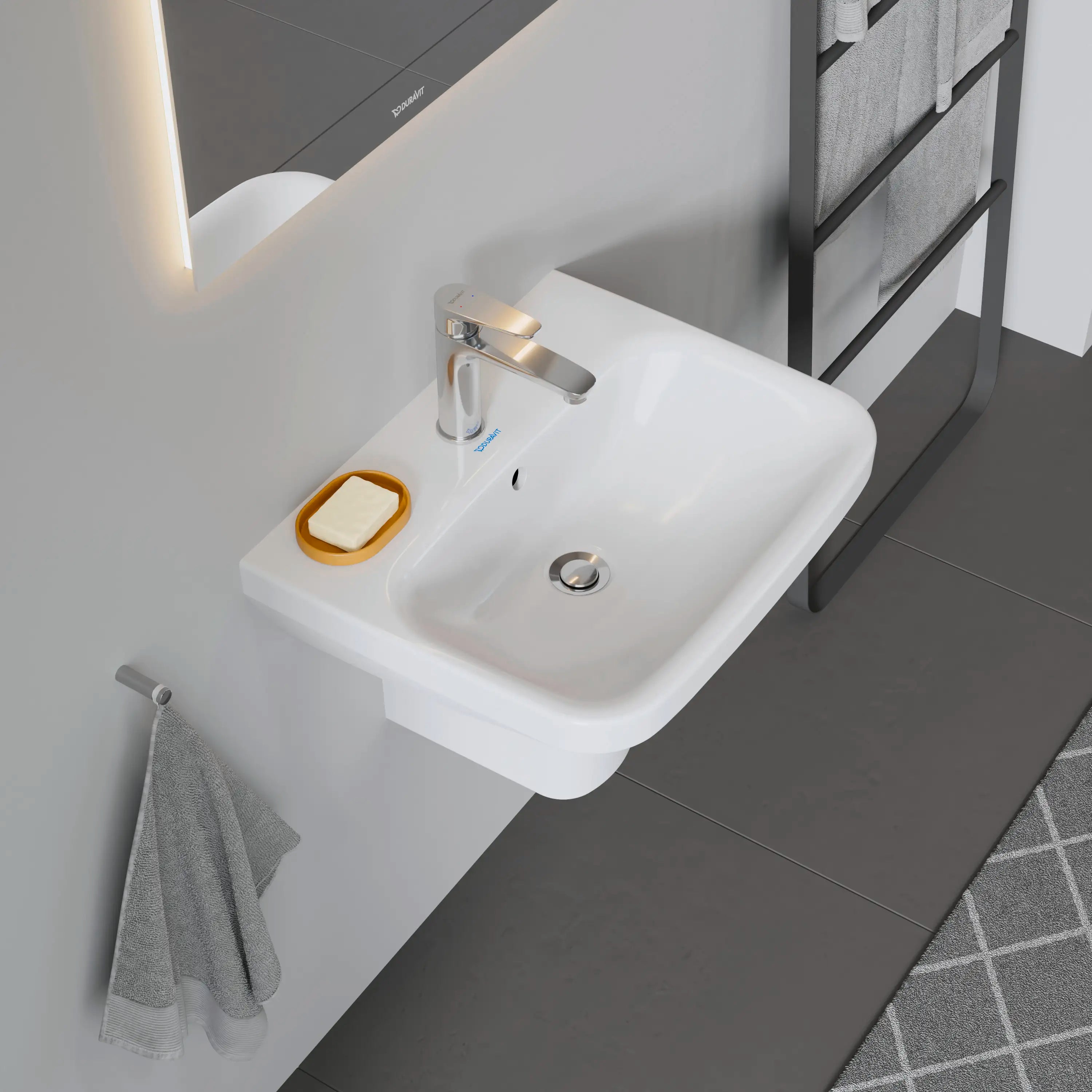 Duravit DuraStyle 21 5/8'' Rectangular Wall Mounted Sink in White with Single Faucet Hole and with Overflow