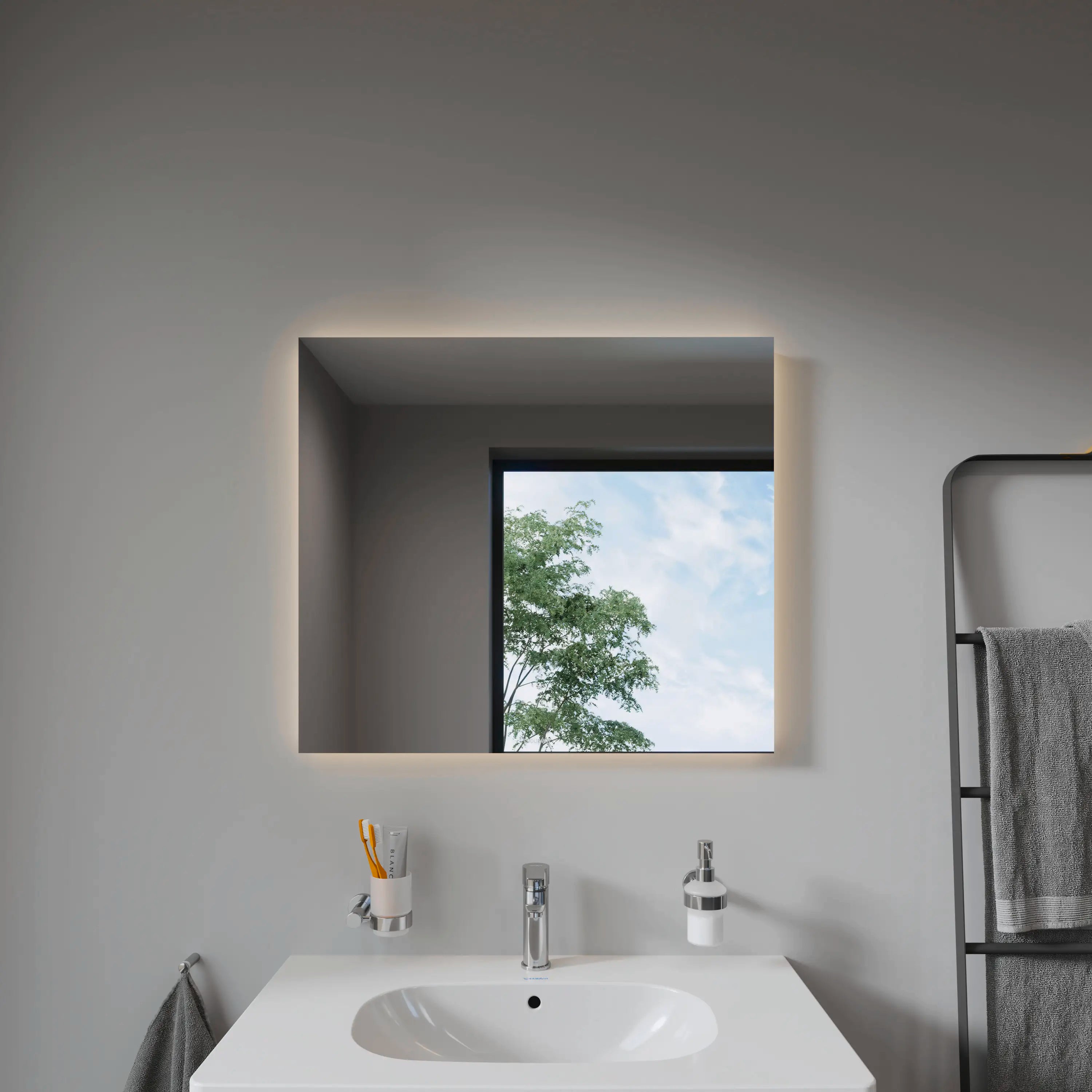 Duravit Light and Mirror Sensor Control LED Mirror in Aluminum, 4000K