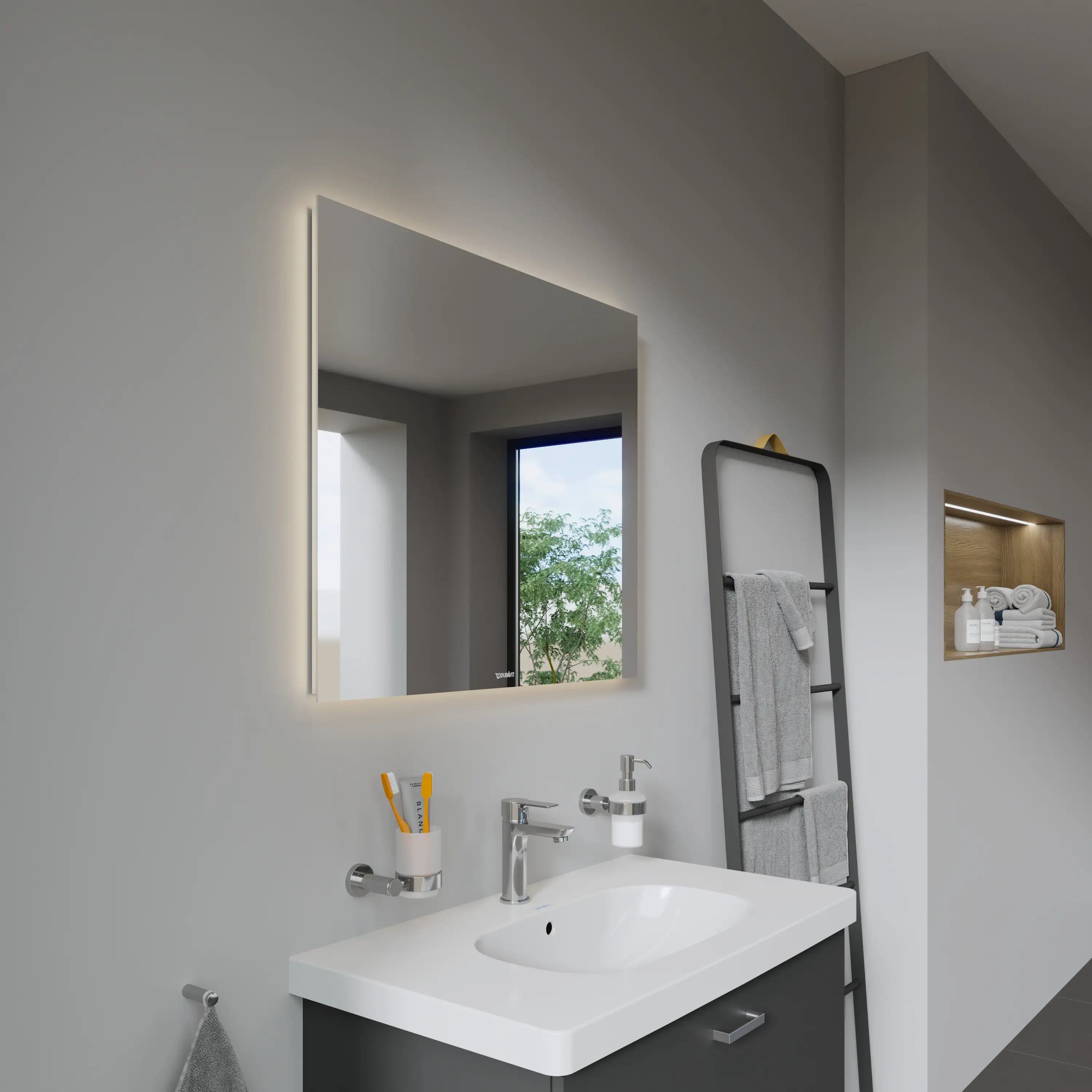 Duravit Light and Mirror Sensor Control LED Mirror in Aluminum, 4000K