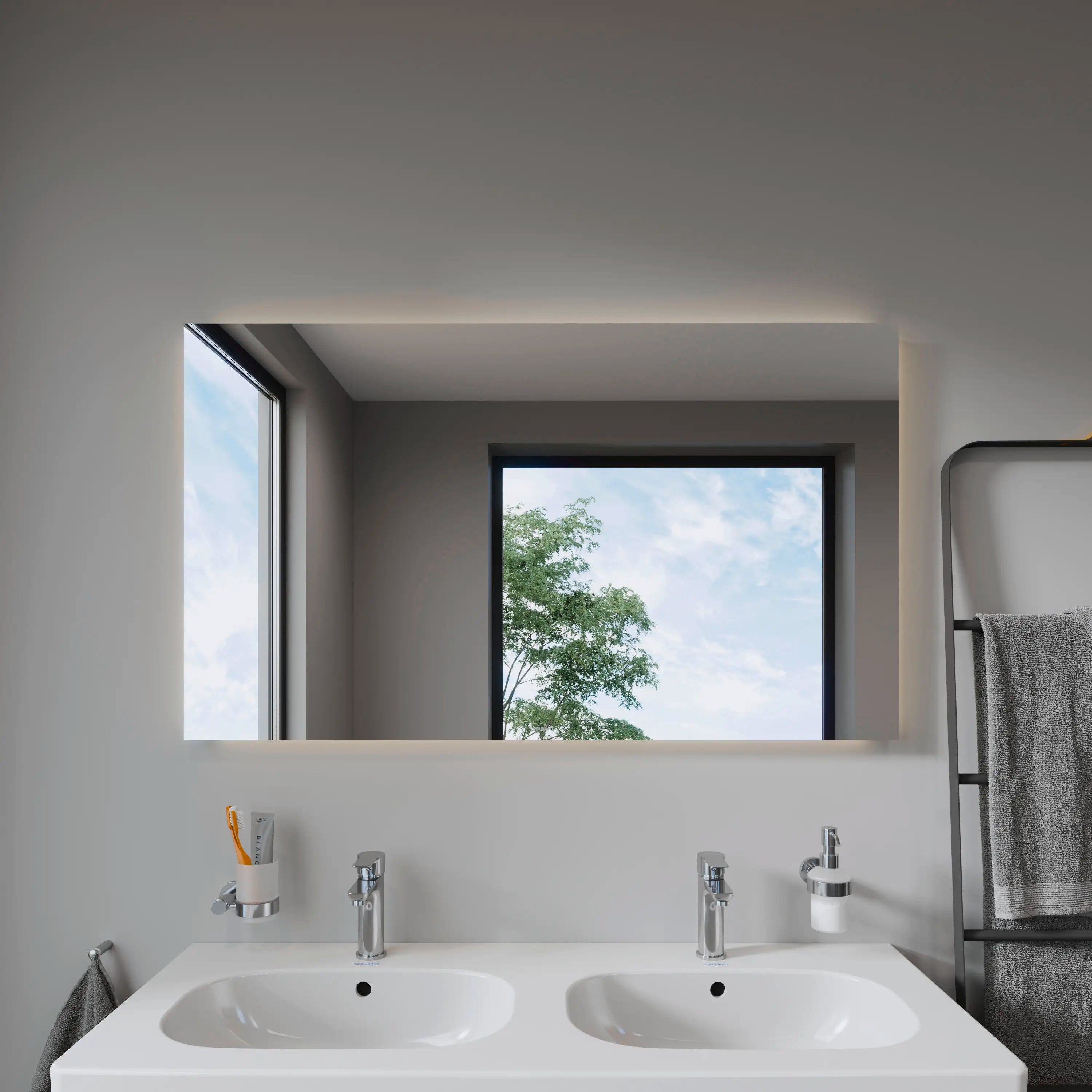 Duravit Light and Mirror Switch Control LED Mirror in Aluminum, 4000K