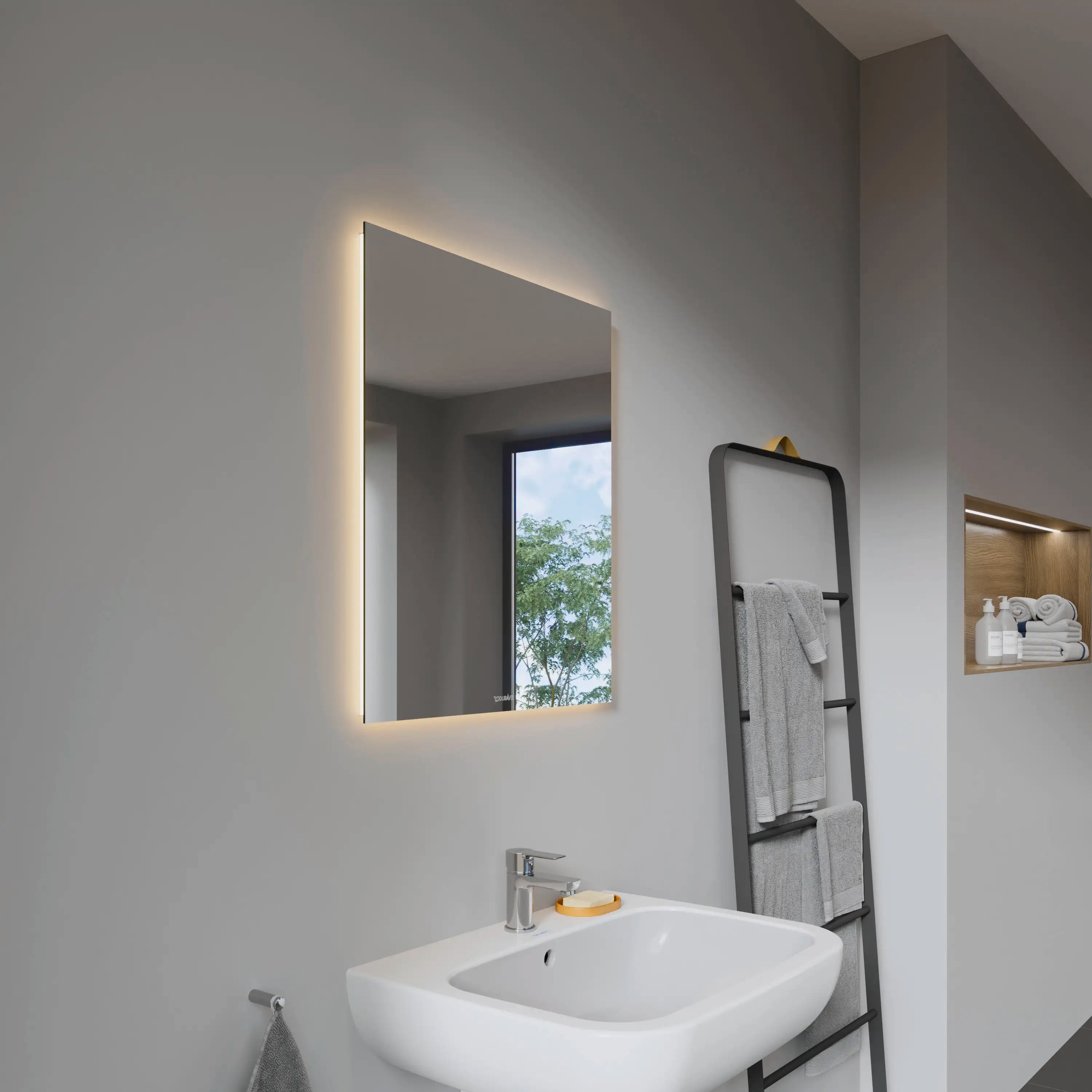 Duravit Light and Mirror Sensor Control LED Mirror in Aluminum, 4000K