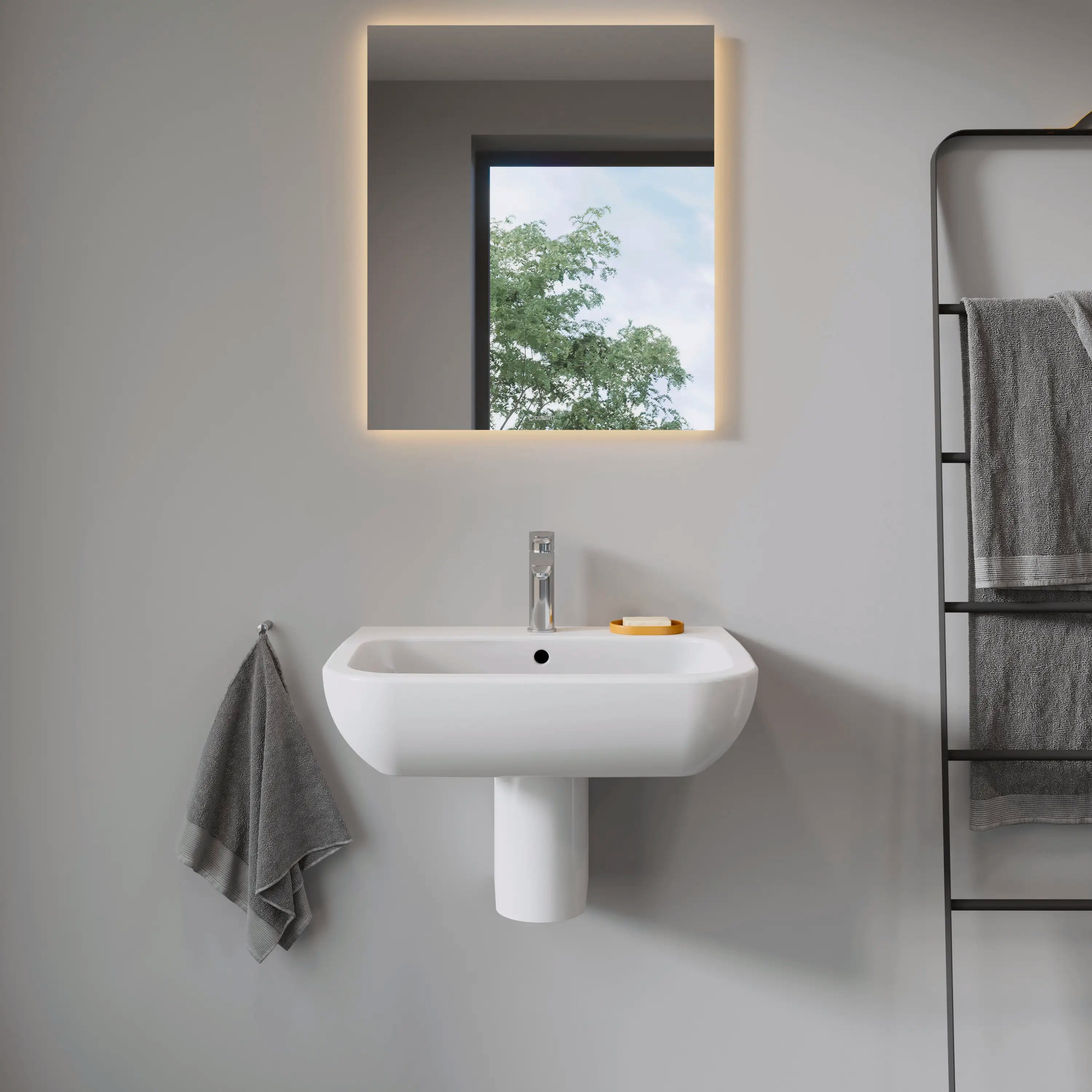 Duravit D-Code 25 5/8'' Rectangular Wall Mounted Sink in White with Single Faucet Hole and with Overflow