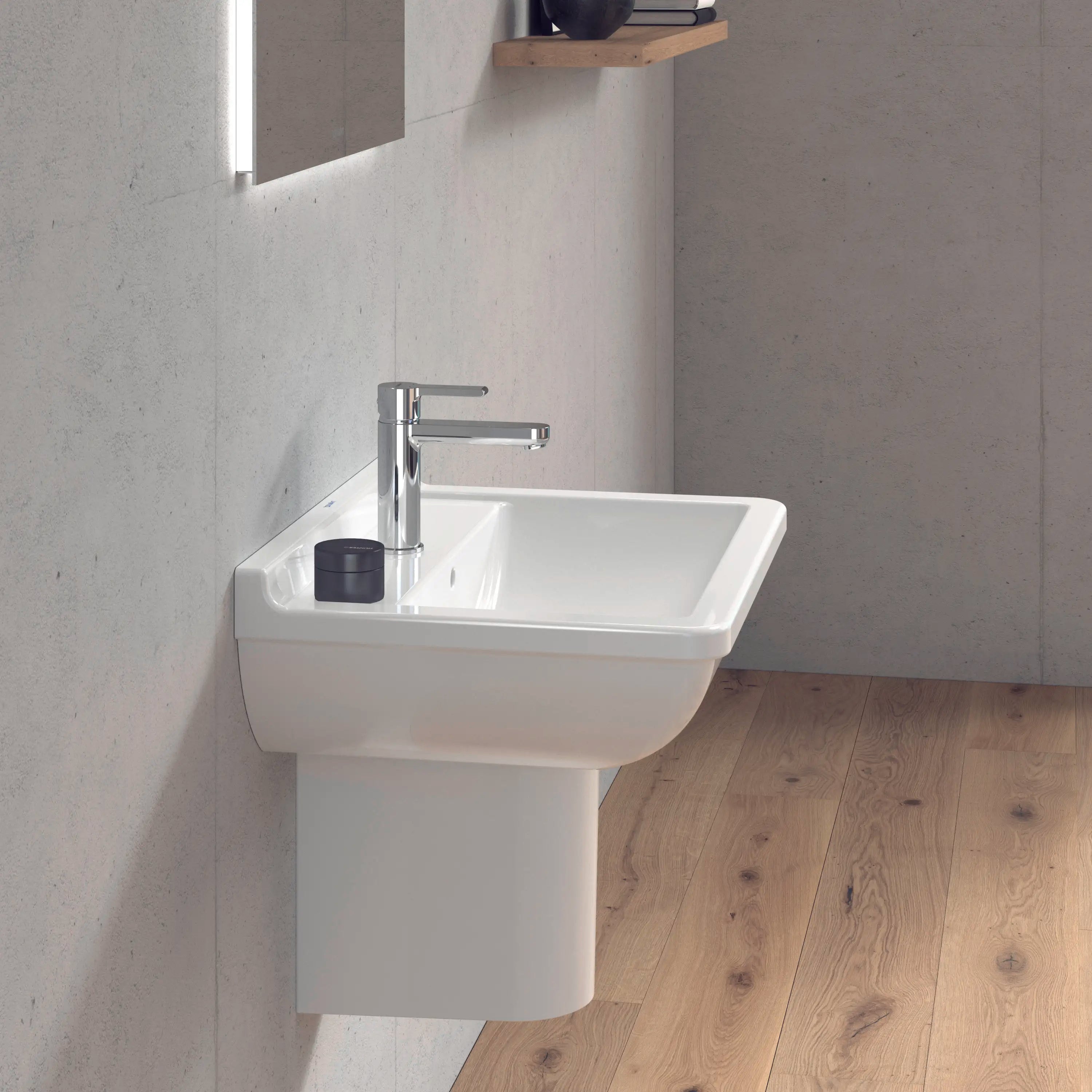 Duravit Starck 3 23 5/8'' Rectangular Wall Mounted Sink in White with Single Faucet Hole and with Overflow