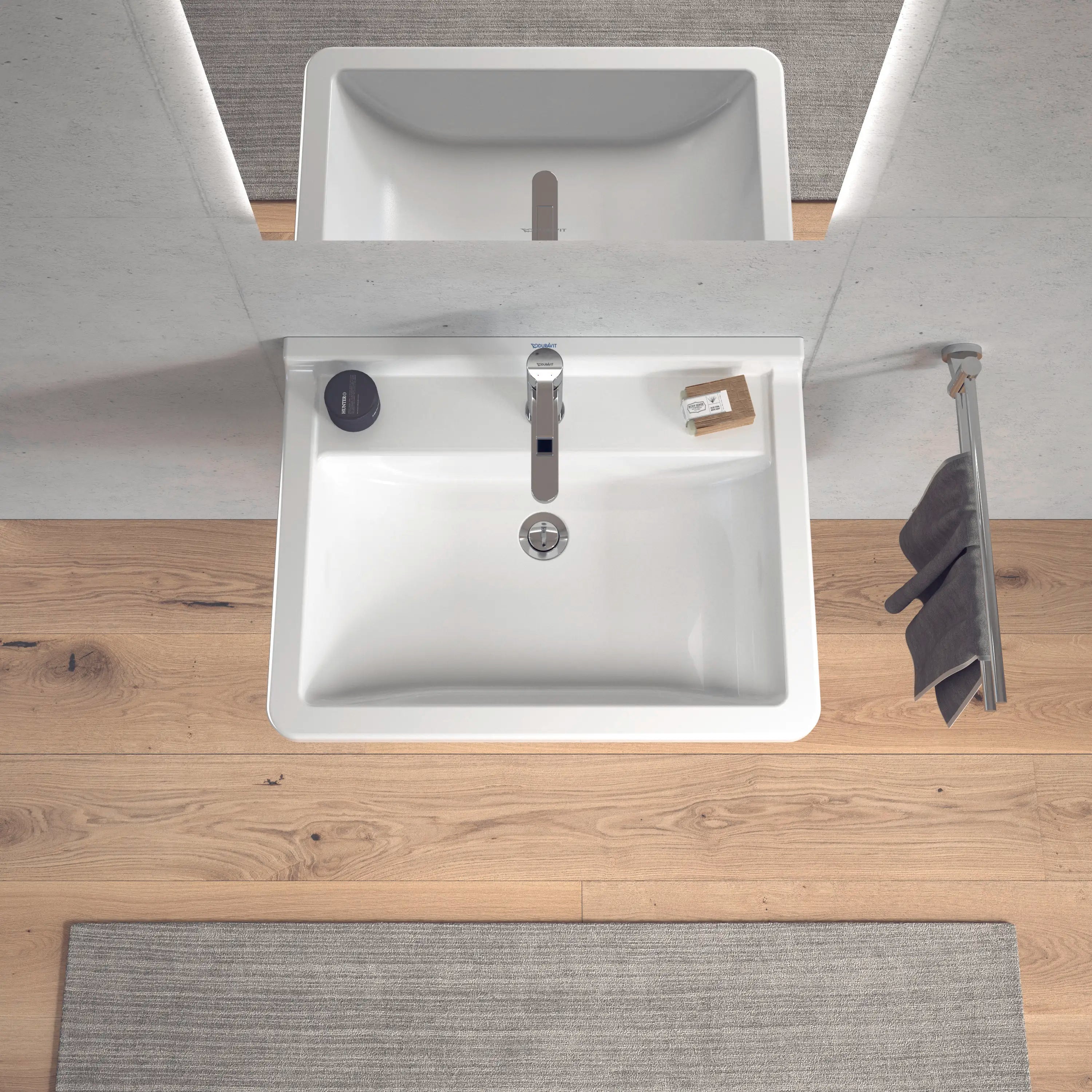 Duravit Starck 3 25 5/8'' Rectangular Wall Mounted Sink in White with Single Faucet Hole and with Overflow