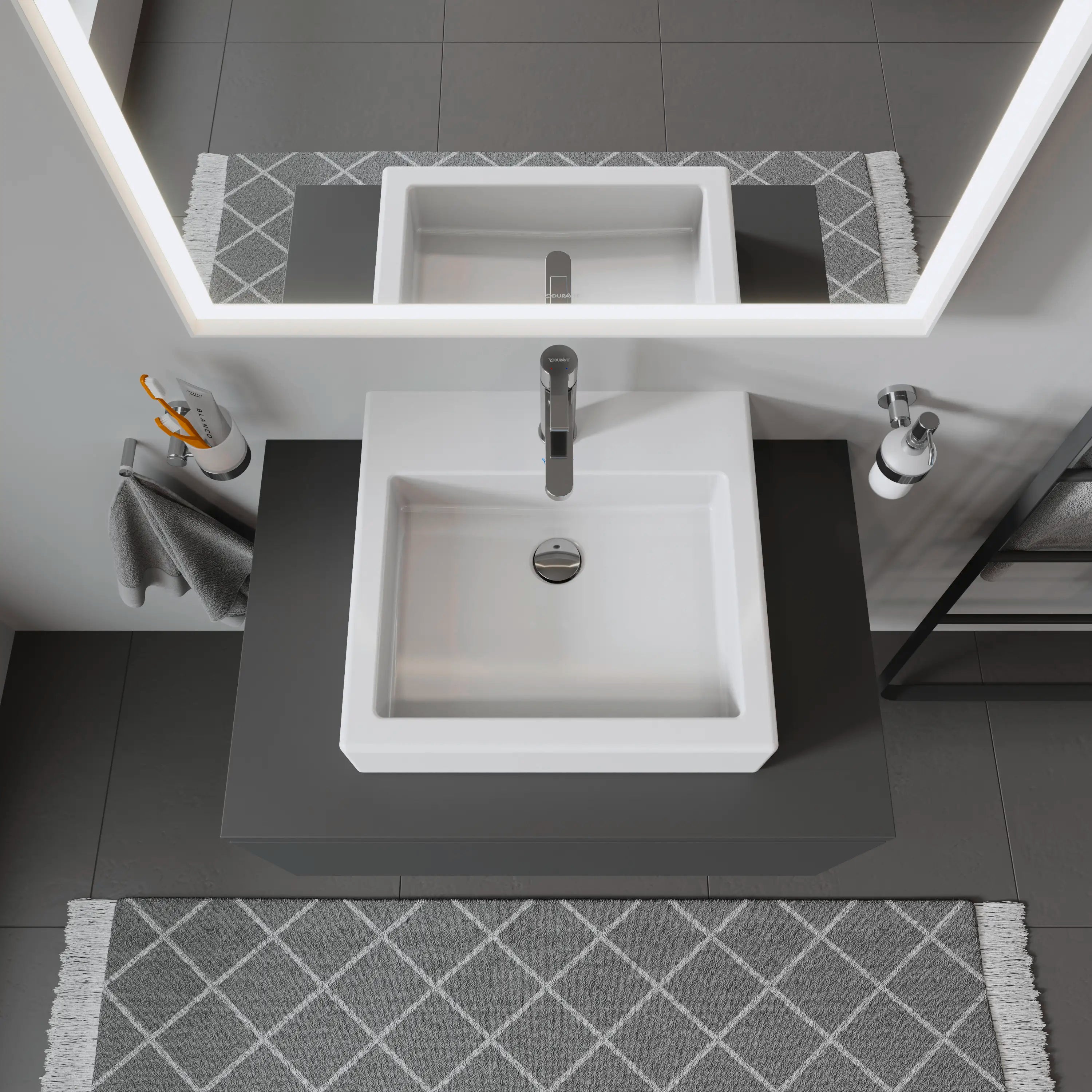 Duravit Vero 19 5/8'' Rectangular Vessel Sink in White with Single Faucet Hole and with Overflow