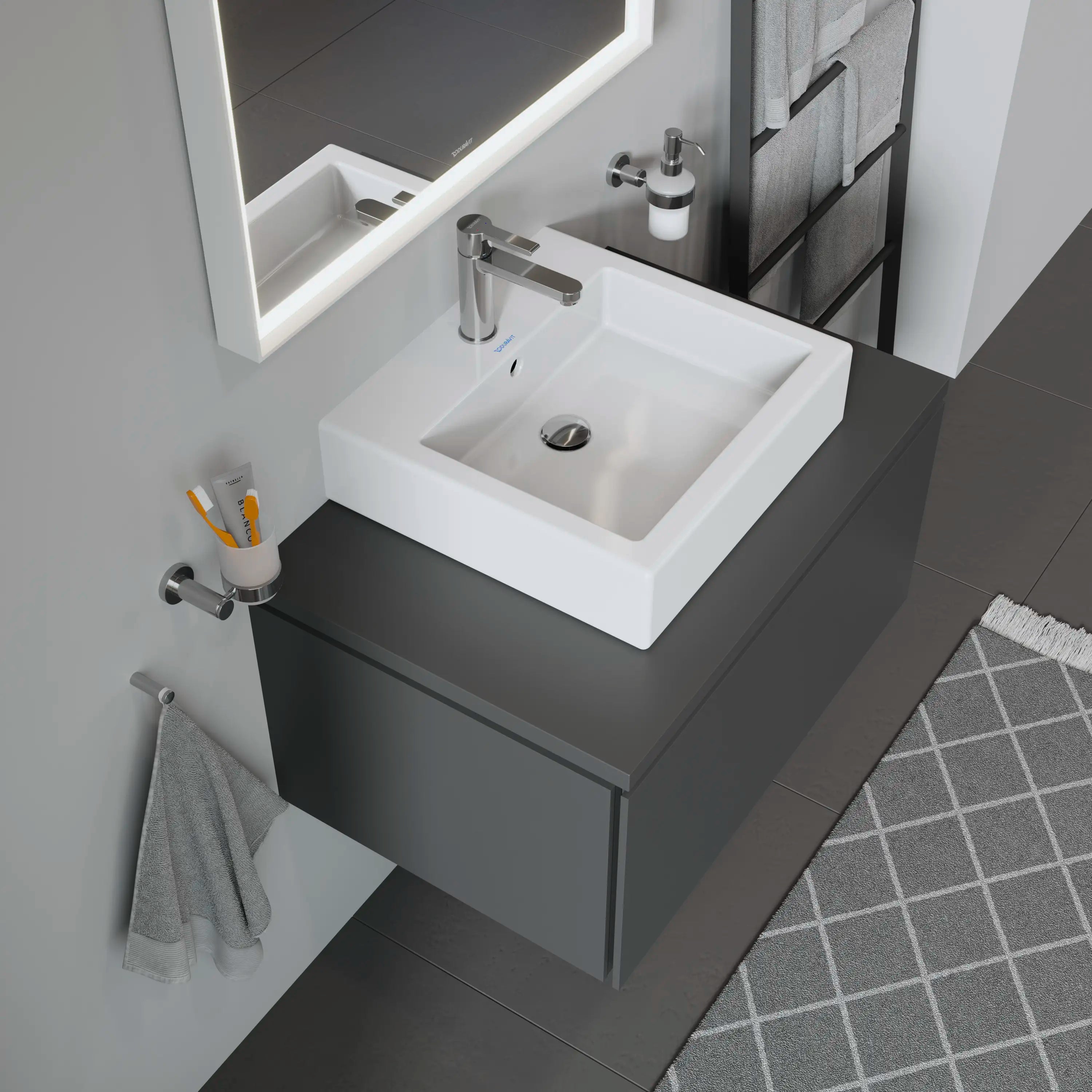Duravit Vero 19 5/8'' Rectangular Vessel Sink in White with Single Faucet Hole and with Overflow
