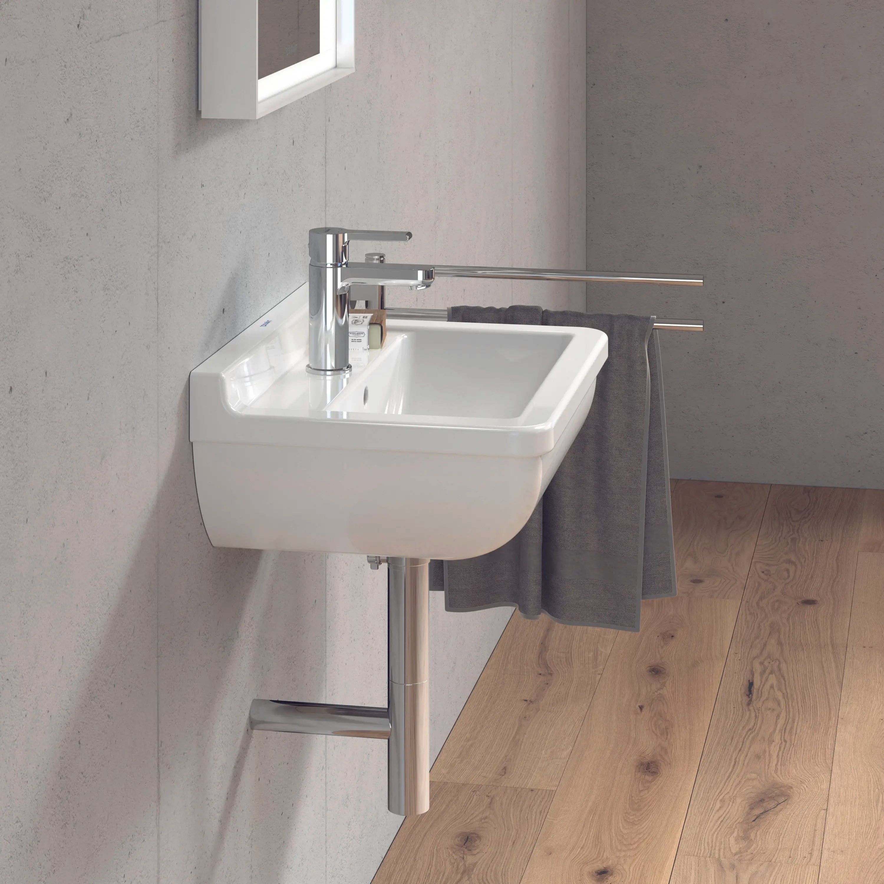 Duravit Starck 3 19 5/8'' Rectangular Wall Mounted Sink in White with Single Faucet Hole and with Overflow