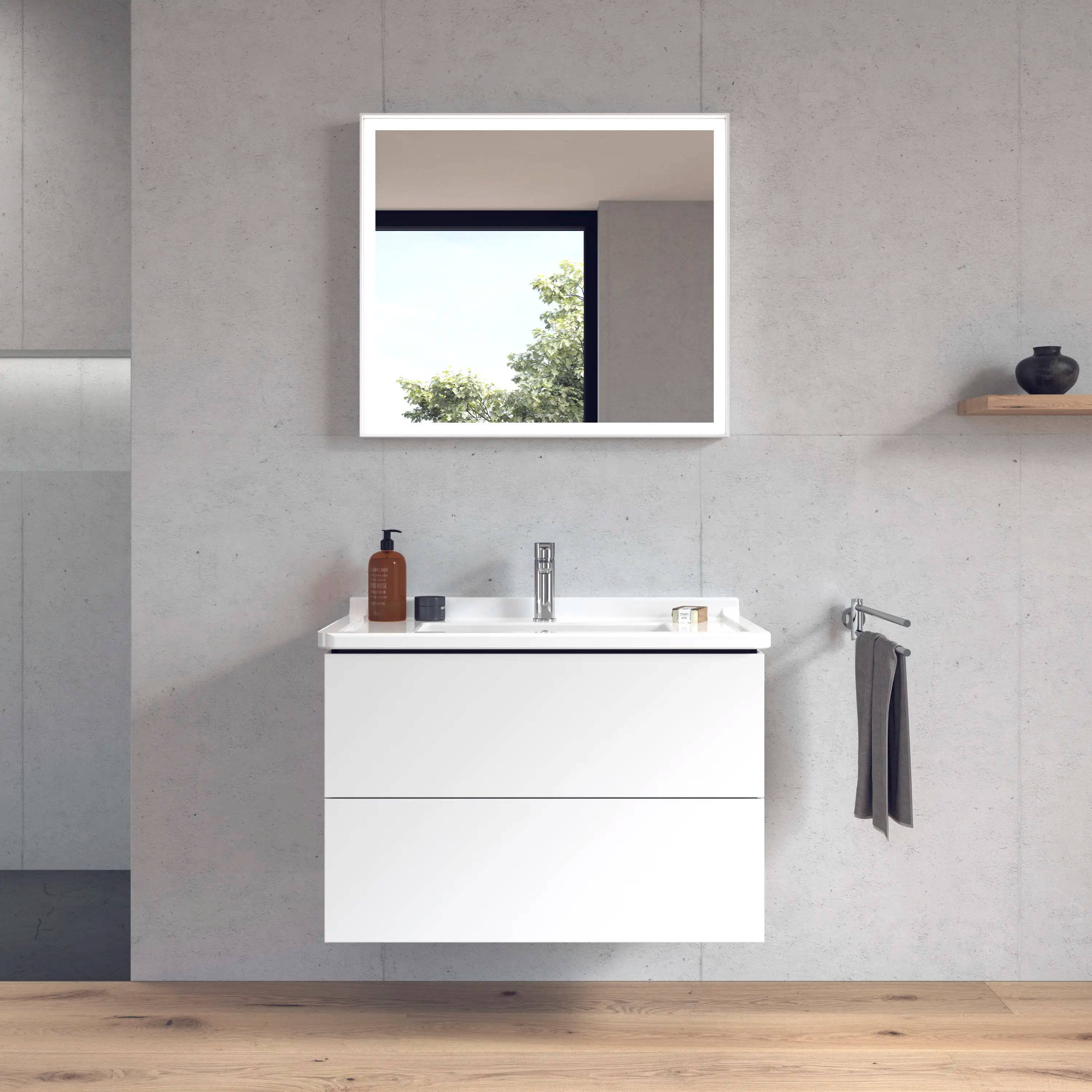 Duravit Starck 3 33 1/2'' Rectangular Wall Mounted Sink in White with Single Faucet Hole and with Overflow