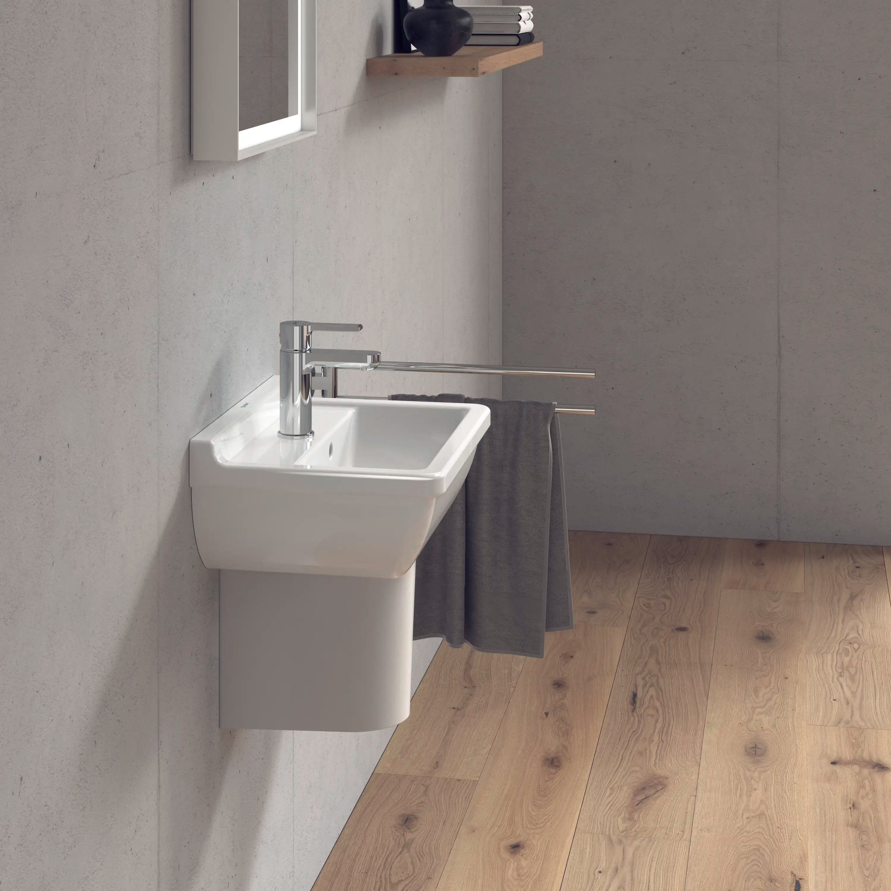 Duravit Starck 3 17 3/4'' Rectangular Wall Mounted Sink in White with Single Faucet Hole and with Overflow