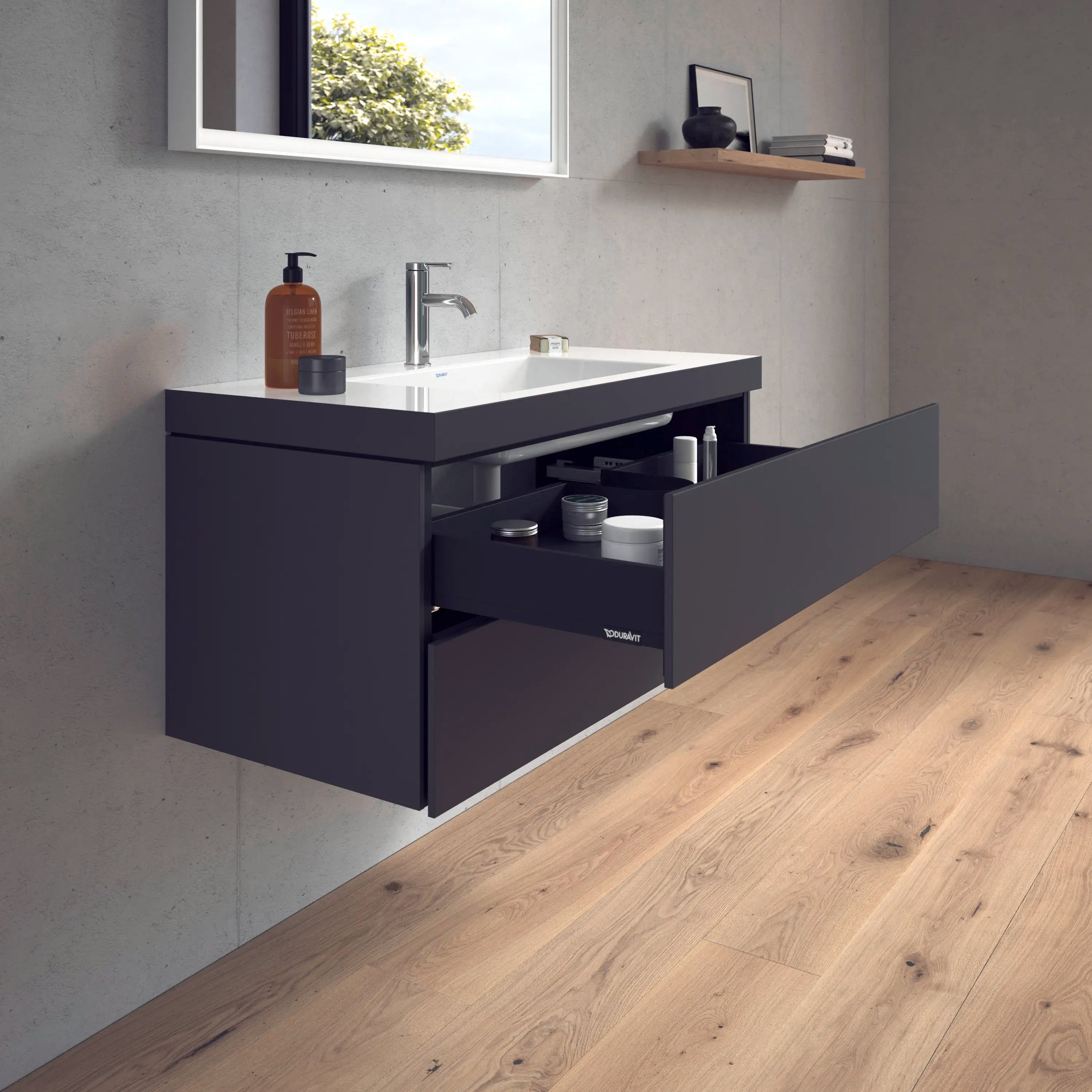 Duravit L-Cube 39 3/8'' Wall Mount Two Drawer c-bonded Single Vanity, Including Cabinet and Single Hole Sink