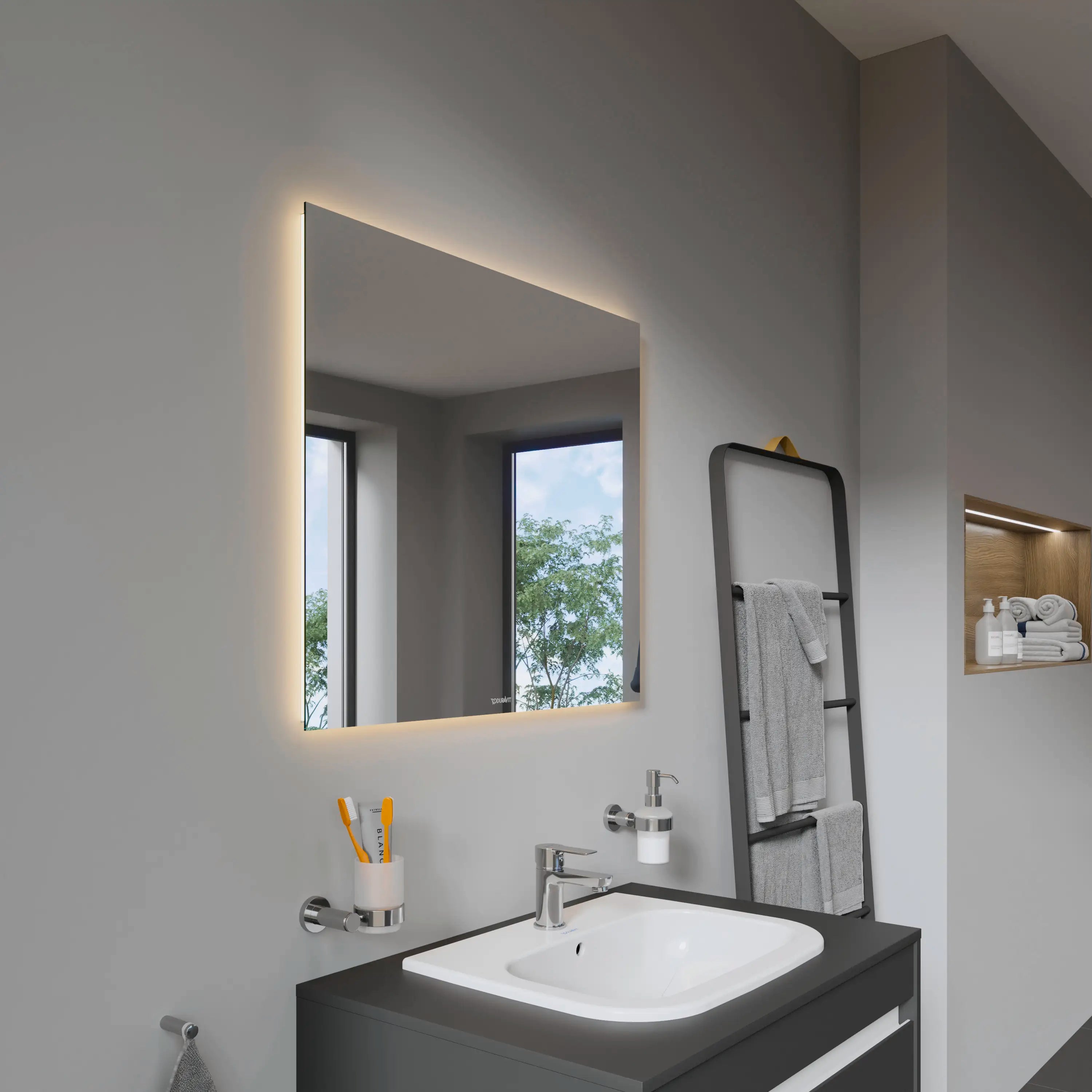Duravit Light and Mirror Switch Control LED Mirror in Aluminum, 4000K