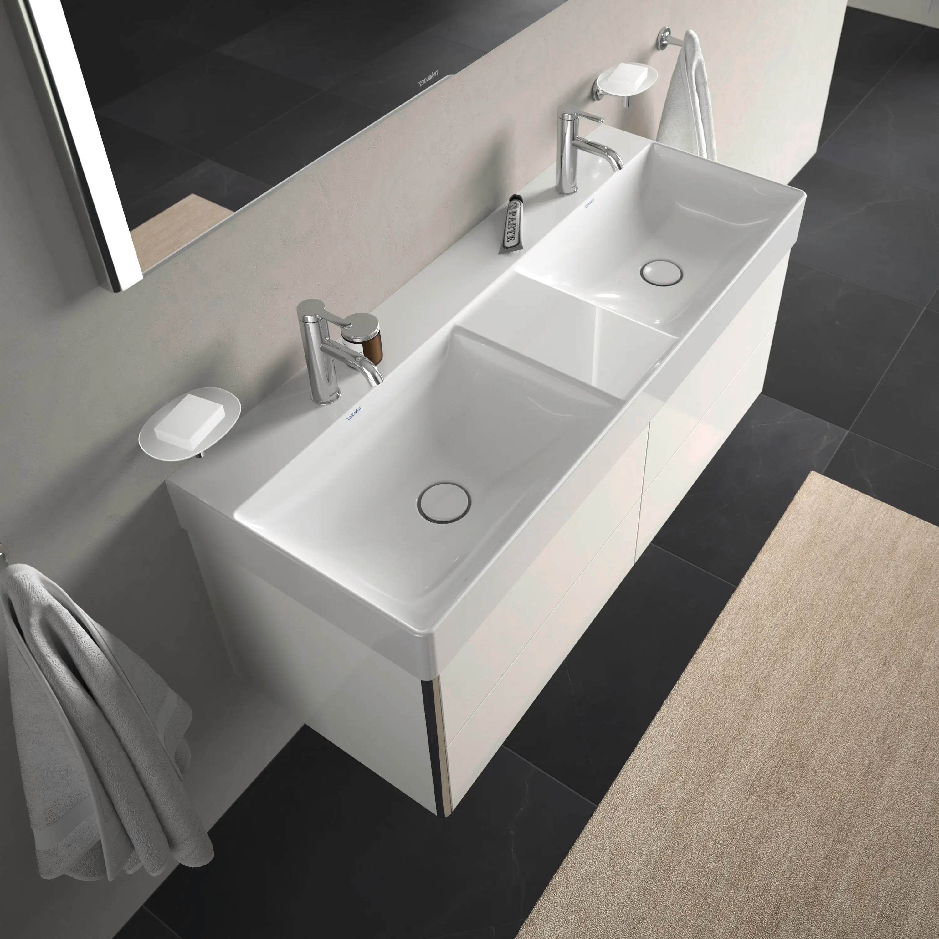 Duravit DuraSquare 47 1/4'' Rectangular Wall Mounted Sink in White with Single Faucet Hole and