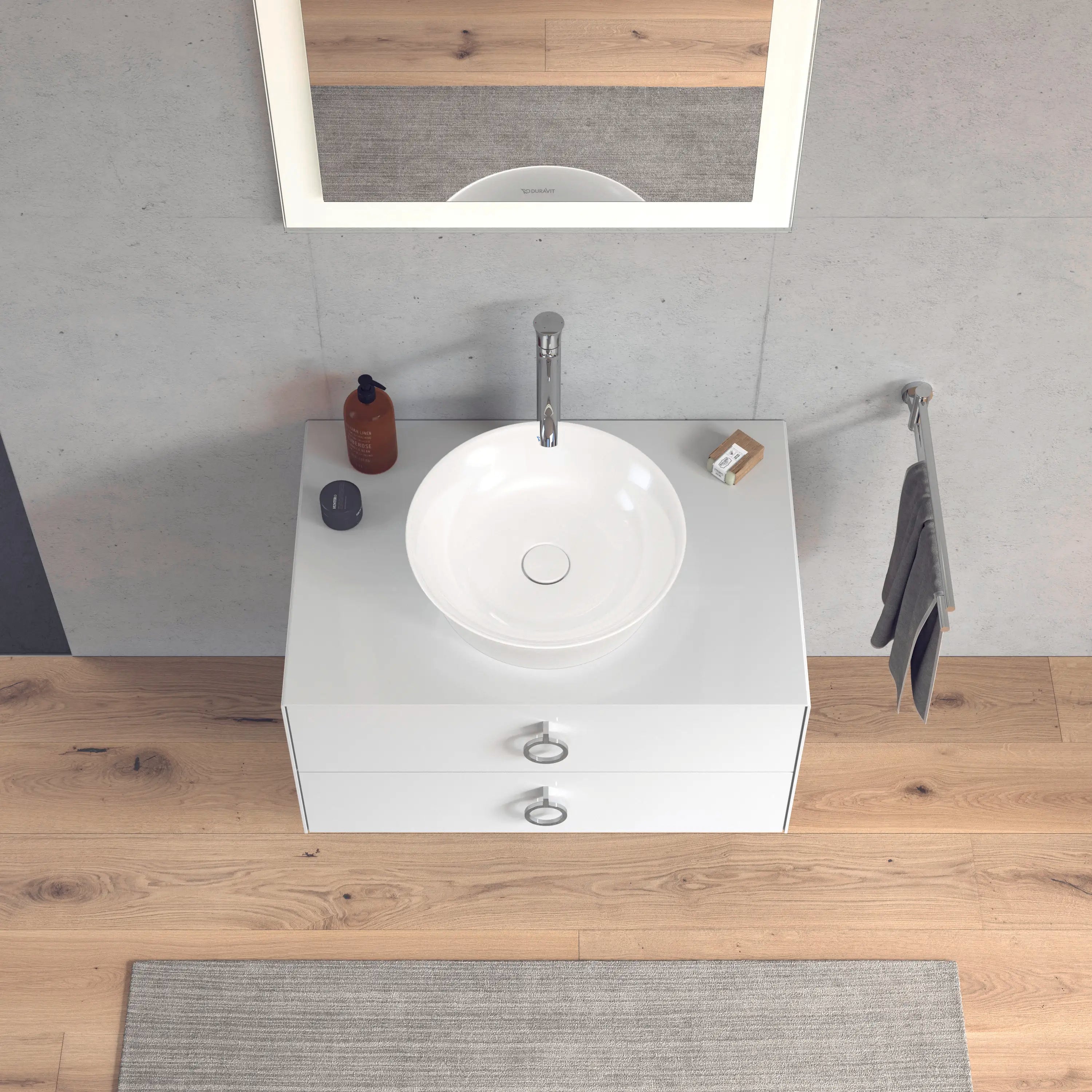 Duravit White Tulip 31 1/2'' Wall Mount Two Drawer Single Vanity Cabinet, Sink Sold Separately