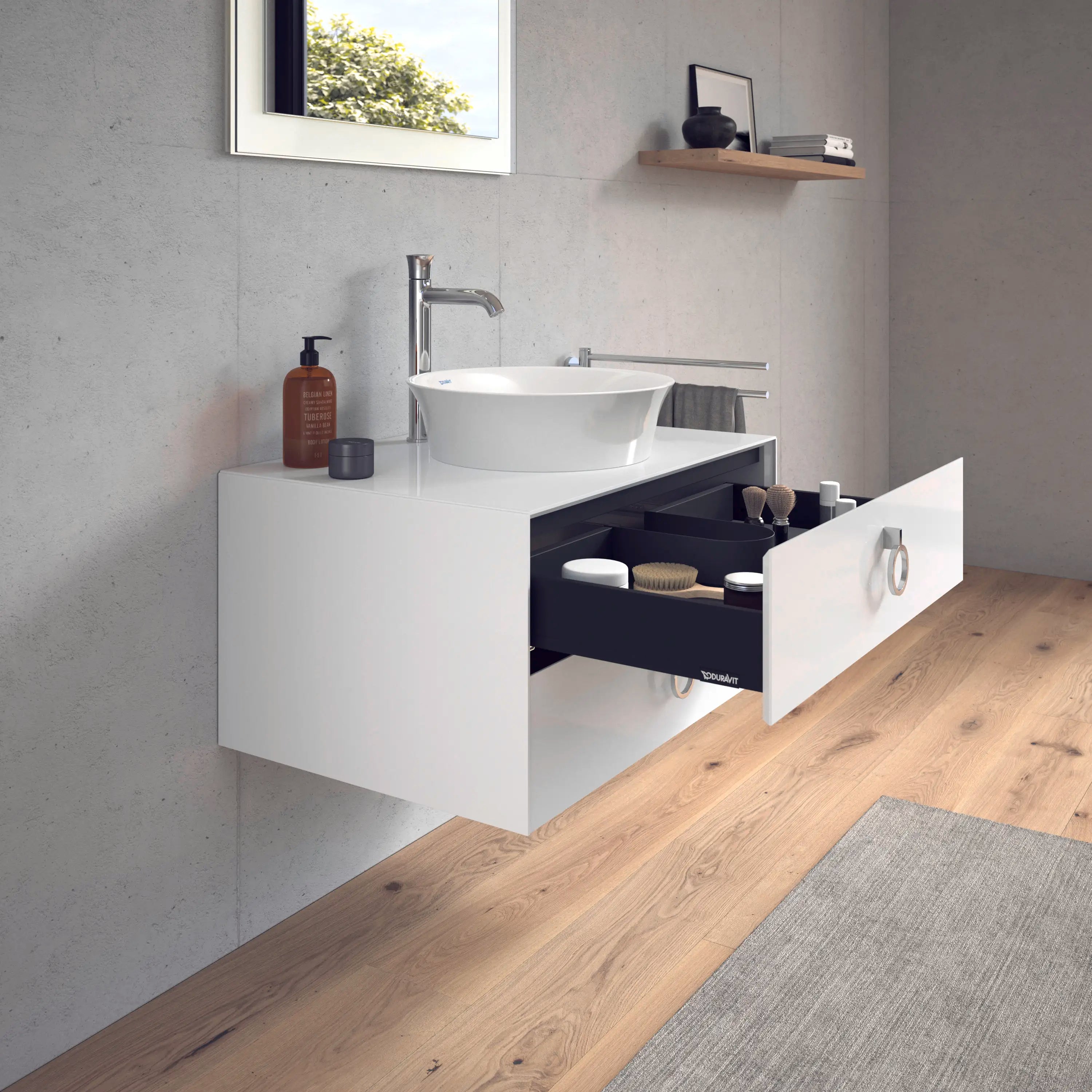Duravit White Tulip 31 1/2'' Wall Mount Two Drawer Single Vanity Cabinet, Sink Sold Separately