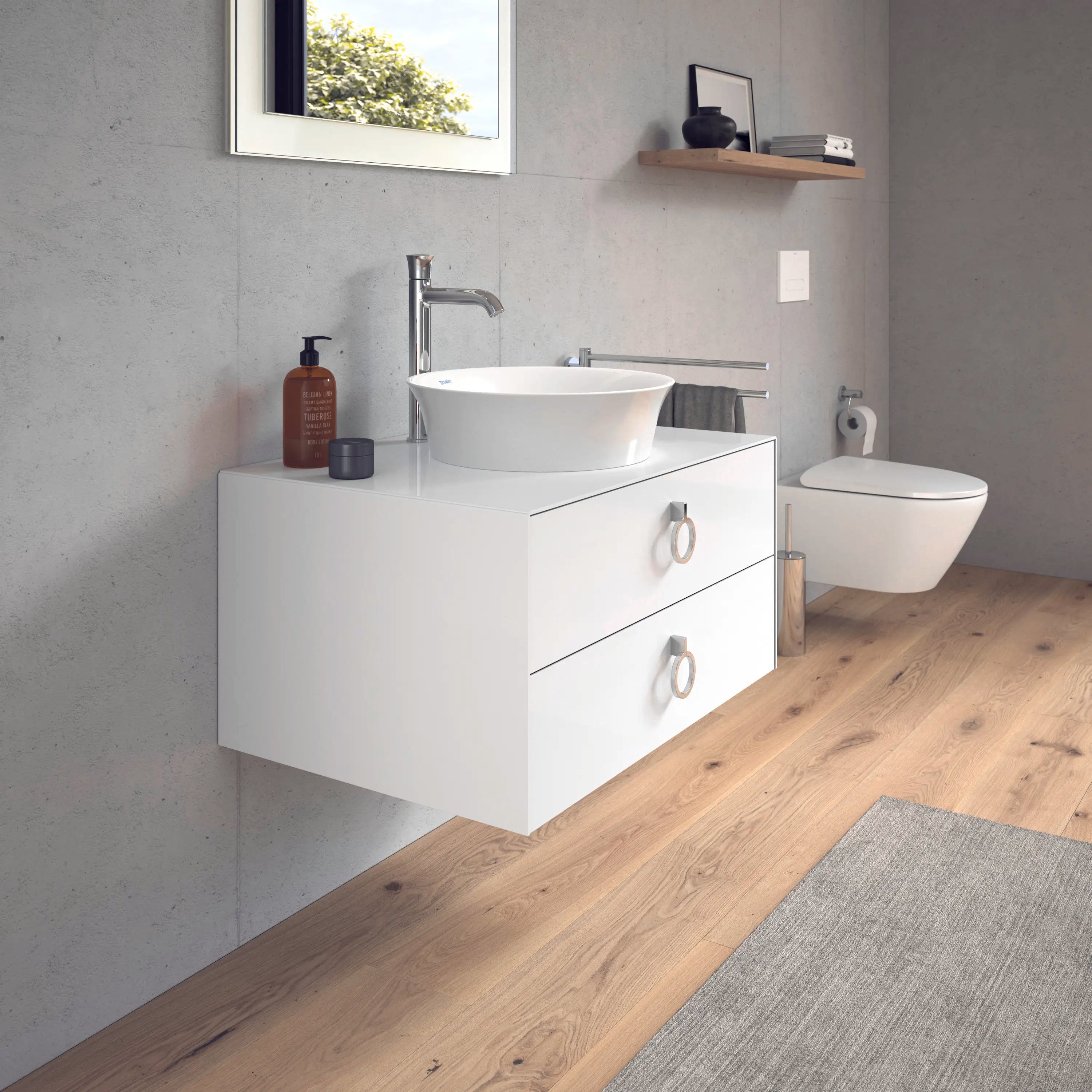 Duravit White Tulip 31 1/2'' Wall Mount Two Drawer Single Vanity Cabinet, Sink Sold Separately