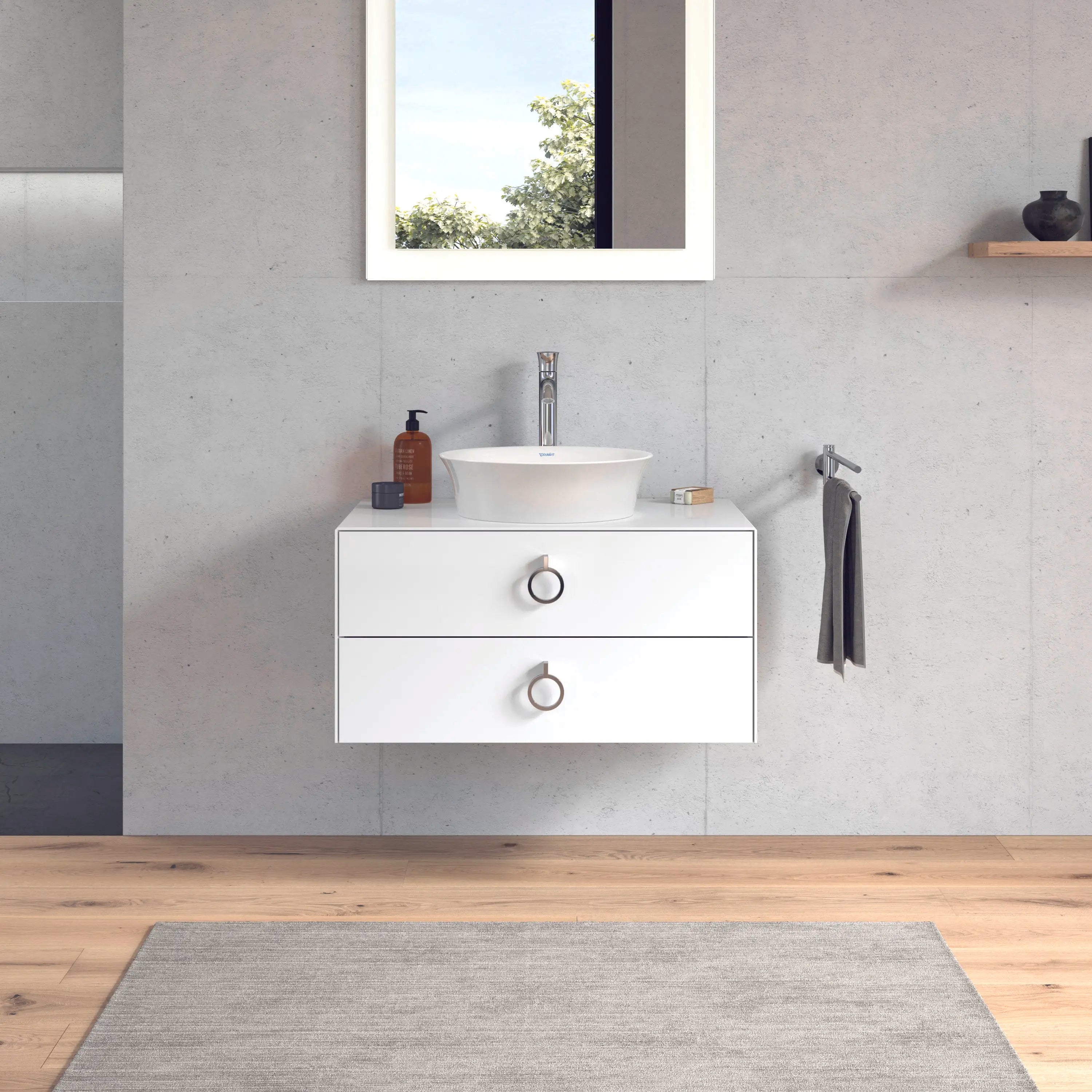 Duravit White Tulip 31 1/2'' Wall Mount Two Drawer Single Vanity Cabinet, Sink Sold Separately