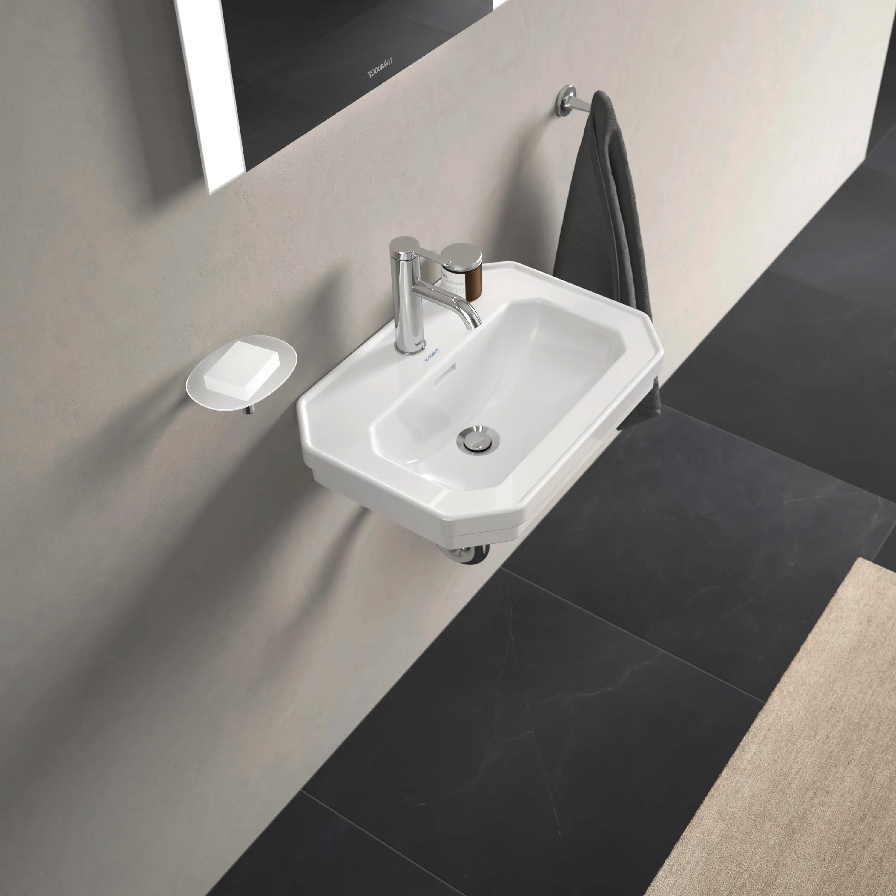 Duravit 1930 series 19 5/8'' Octagonal Wall Mounted Sink in White with Single Faucet Hole and with Overflow