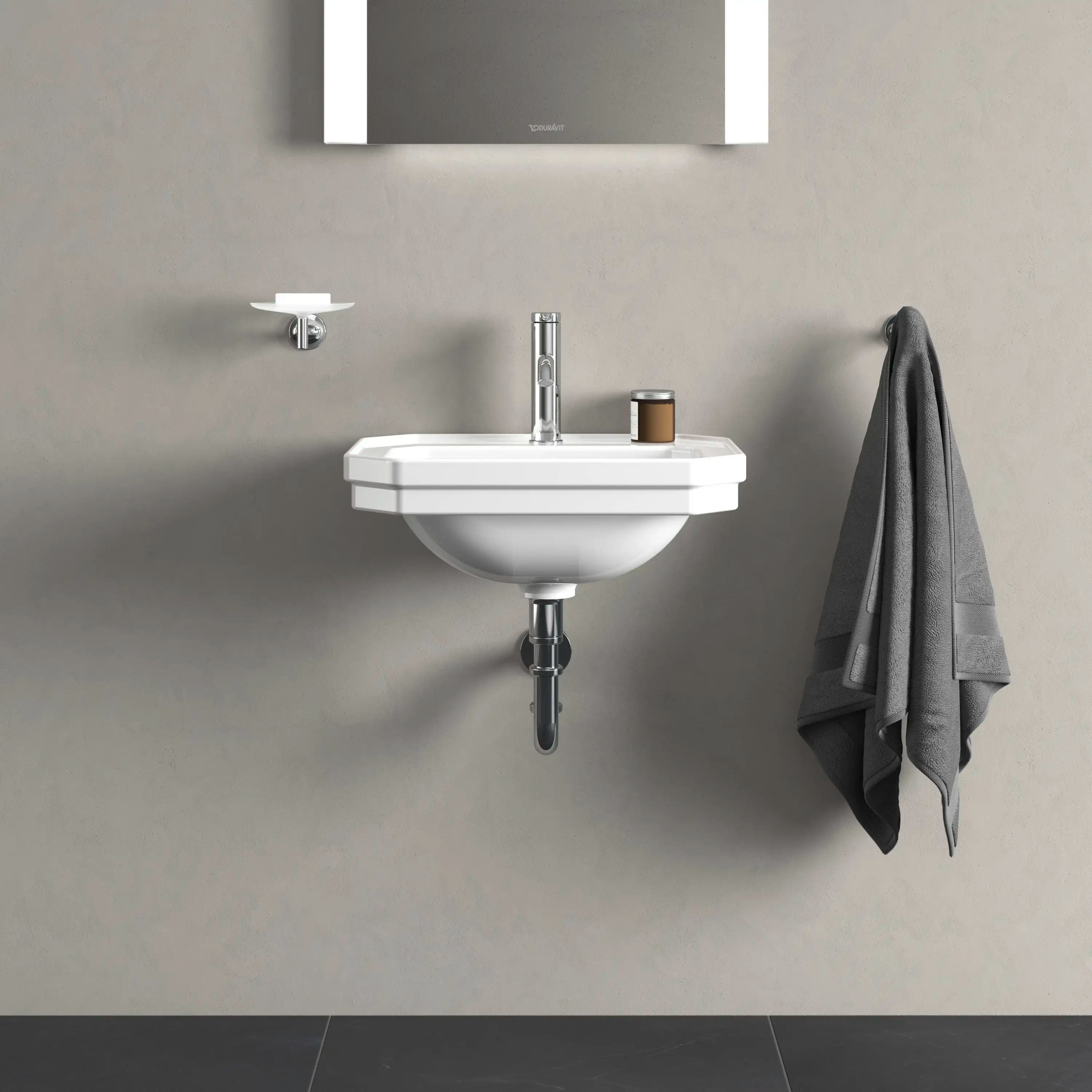 Duravit 1930 series 19 5/8'' Octagonal Wall Mounted Sink in White with Single Faucet Hole and with Overflow