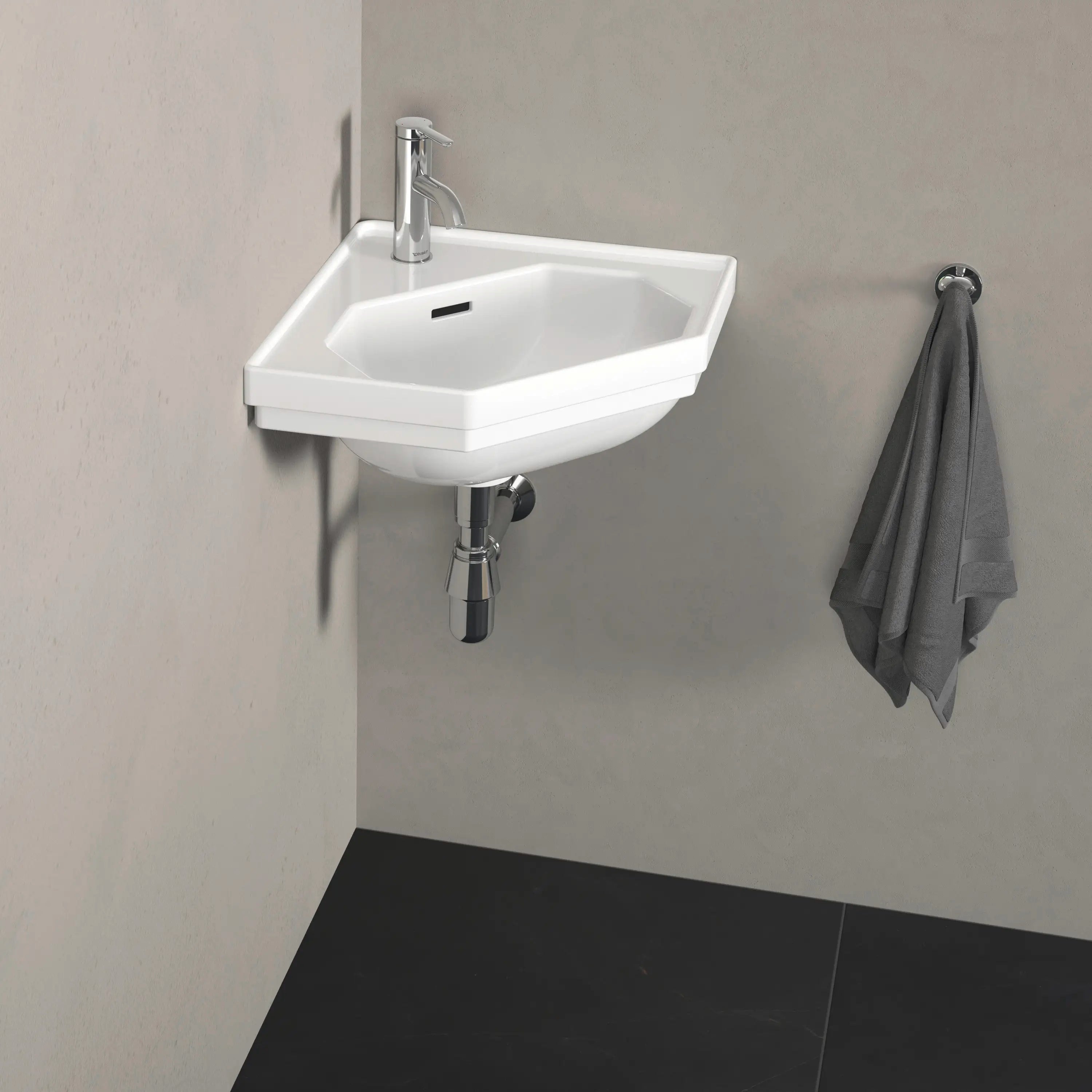 Duravit 1930 series 23 3/8'' Octagonal Wall Mounted Sink in White with Single Faucet Hole and with Overflow