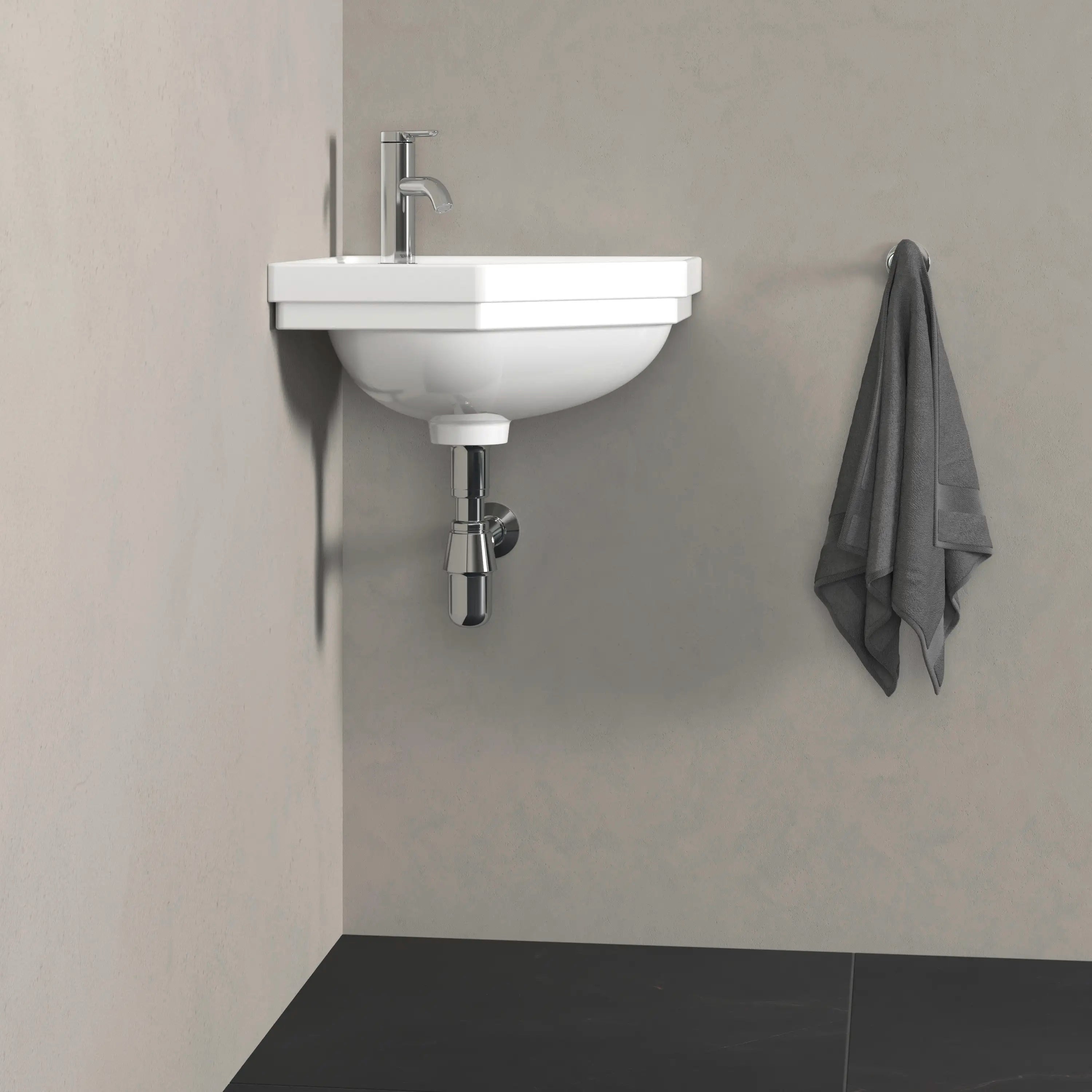 Duravit 1930 series 23 3/8'' Octagonal Wall Mounted Sink in White with Single Faucet Hole and with Overflow