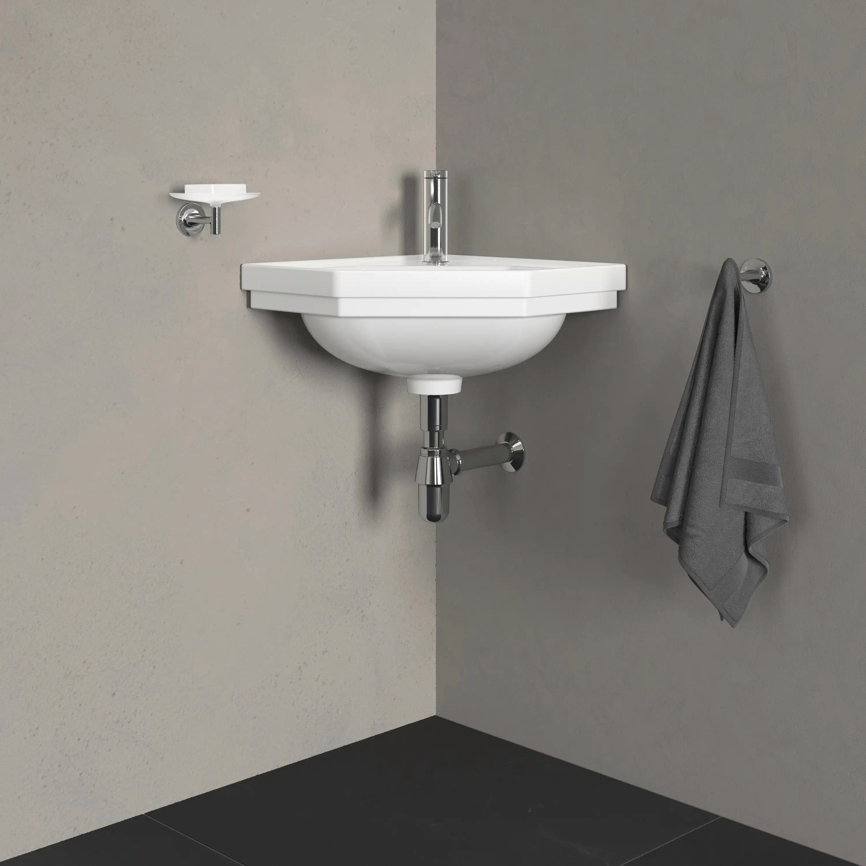 Duravit 1930 series 23 3/8'' Octagonal Wall Mounted Sink in White with Single Faucet Hole and with Overflow