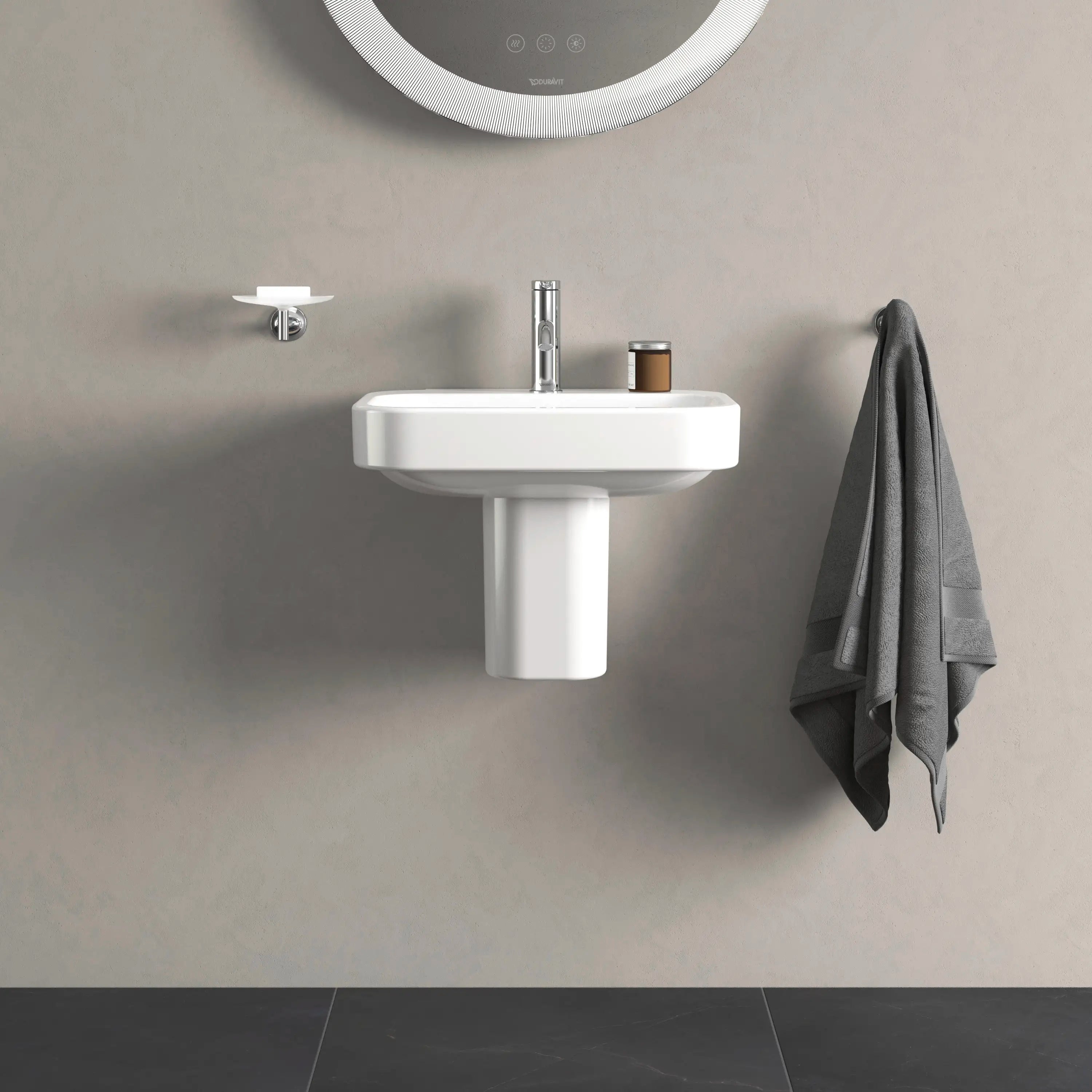Duravit Happy D.2 19 5/8'' Rectangular Wall Mounted Sink in White with Single Faucet Hole and with Overflow