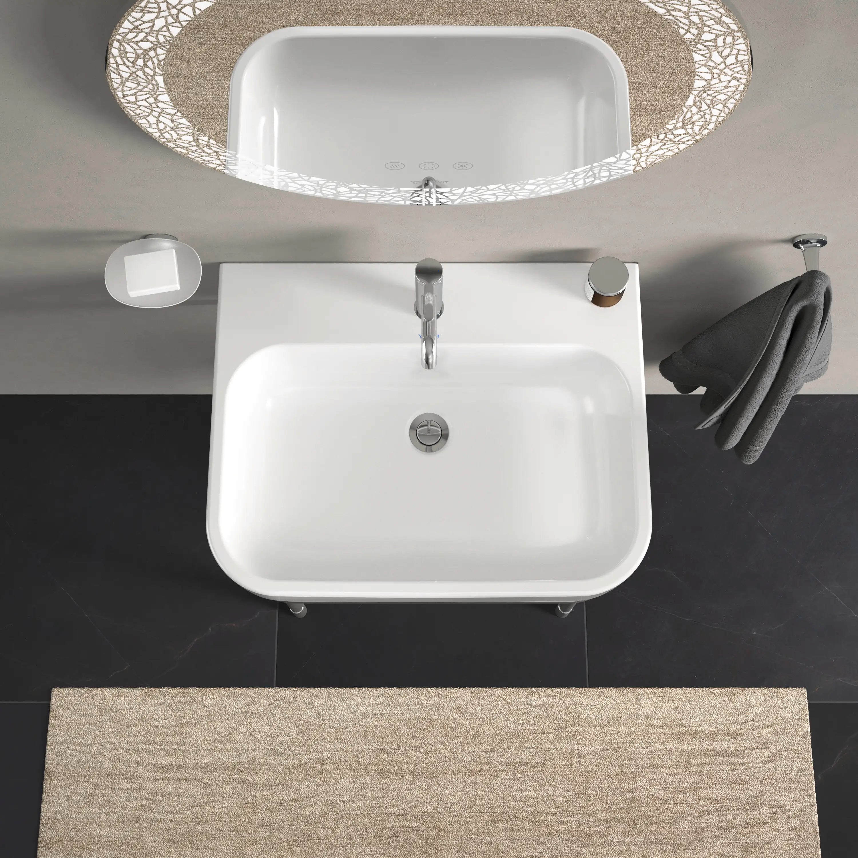 Duravit Happy D.2 25 5/8'' Rectangular Wall Mounted Sink in White with Single Faucet Hole and with Overflow