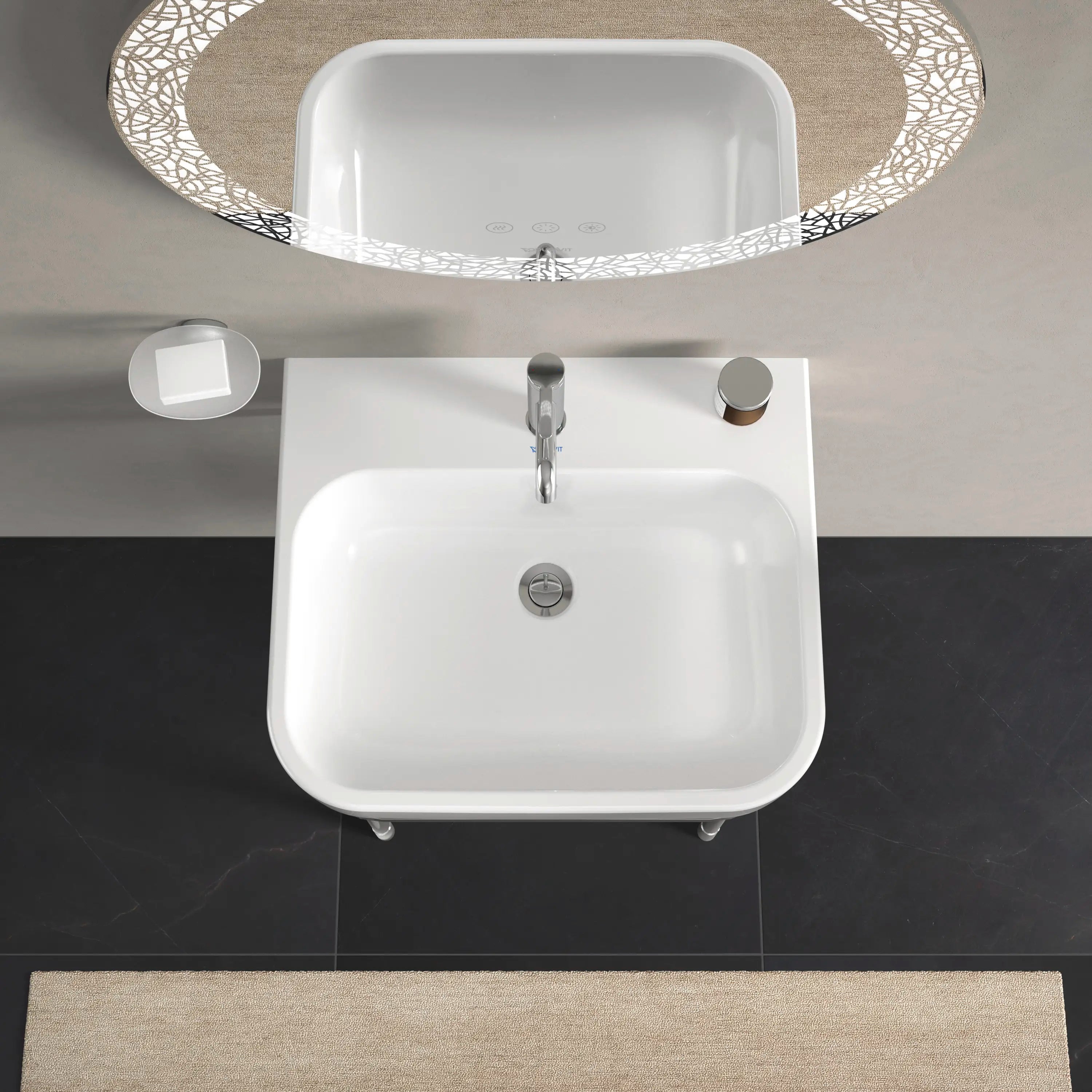 Duravit Happy D.2 23 5/8'' Rectangular Wall Mounted Sink in White with Single Faucet Hole and with Overflow