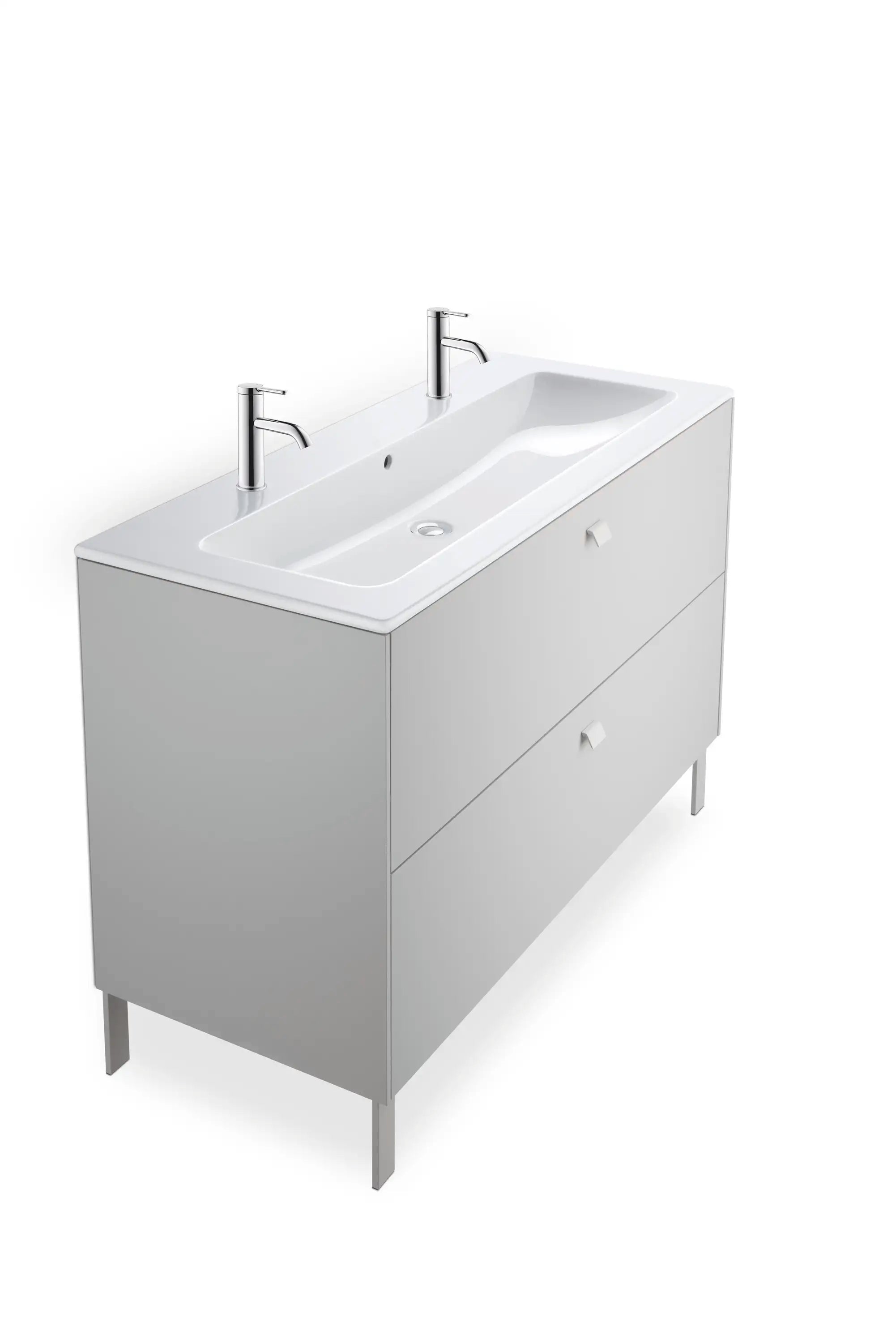Duravit ME by Starck 48 3/8'' Rectangular Wall Mounted Sink in White with Two Sets of Single Faucet Holes and with Overflow