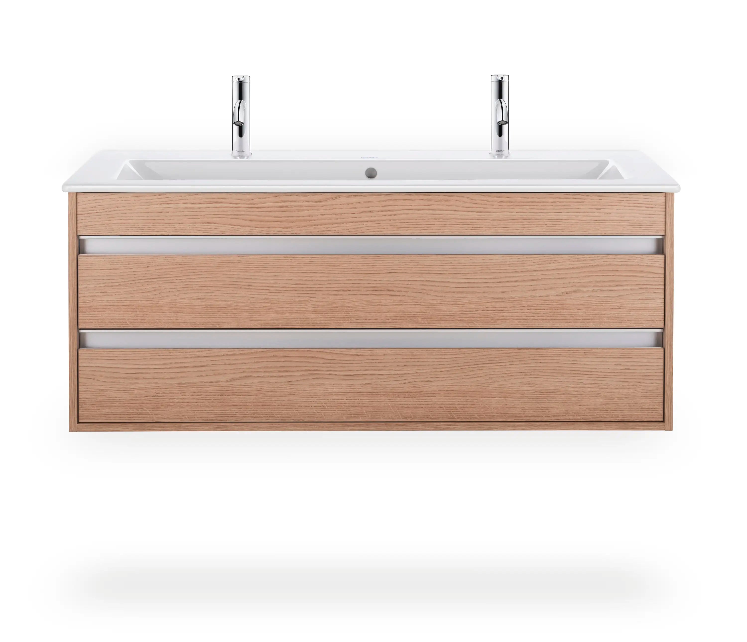 Duravit ME by Starck 48 3/8'' Rectangular Wall Mounted Sink in White with Two Sets of Single Faucet Holes and with Overflow