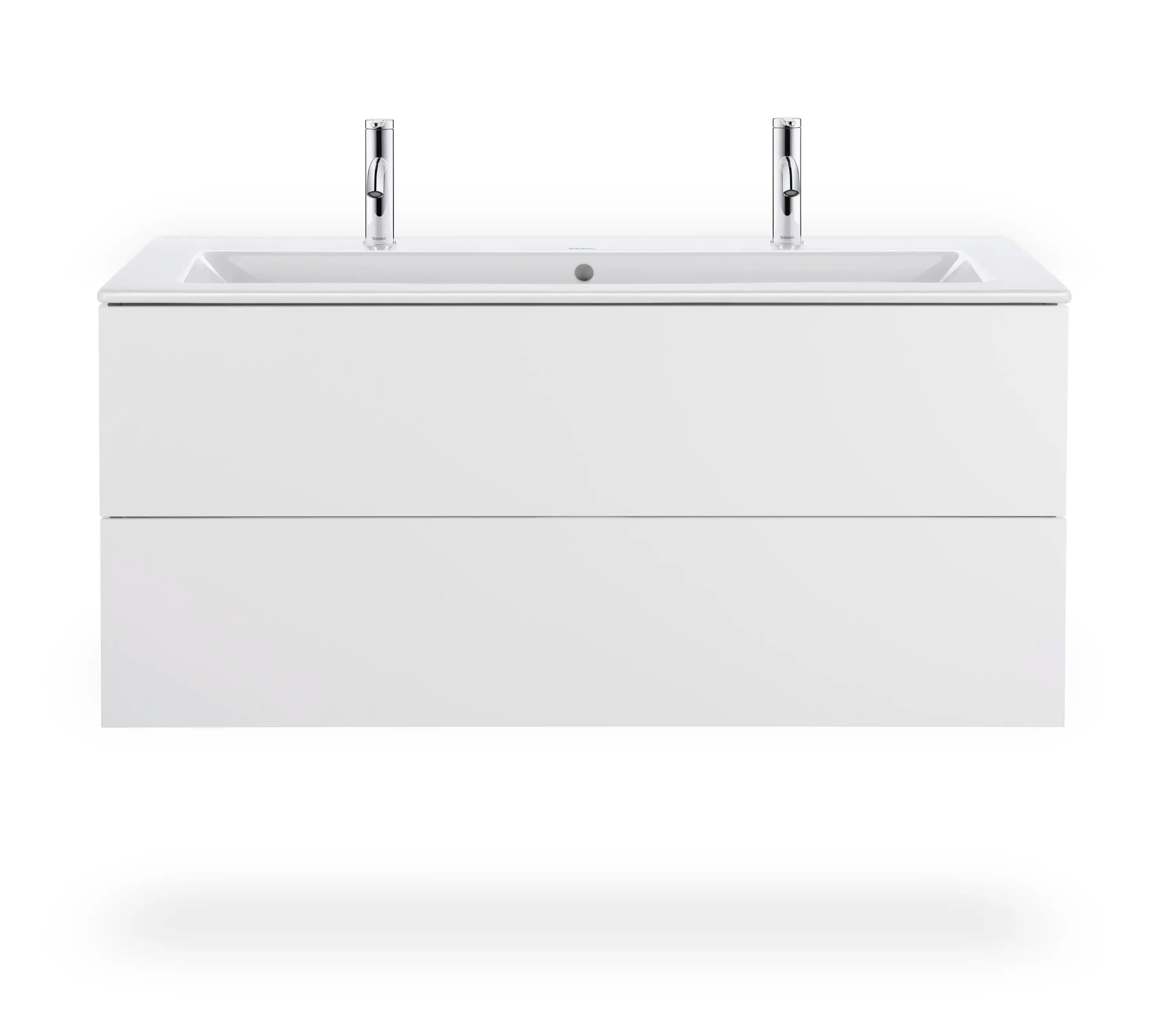 Duravit ME by Starck 48 3/8'' Rectangular Wall Mounted Sink in White with Two Sets of Single Faucet Holes and with Overflow