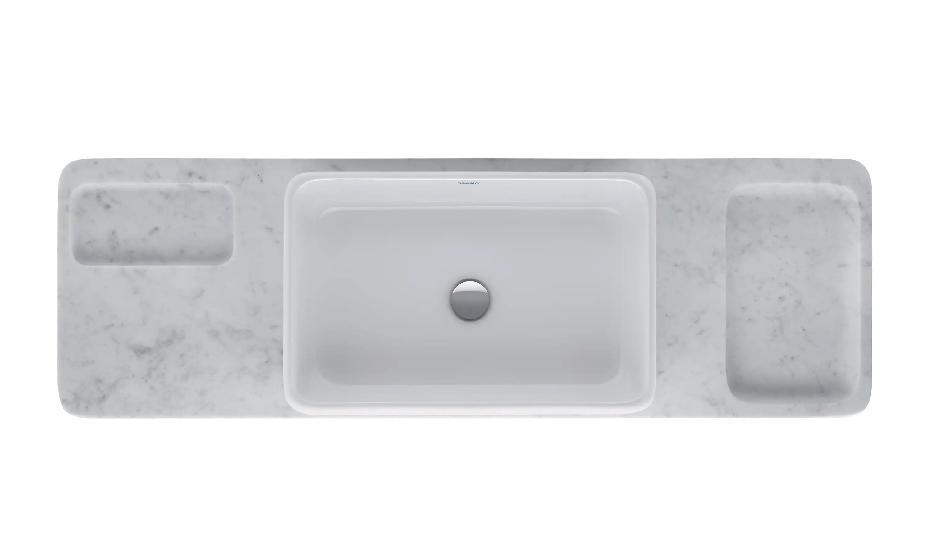 Duravit Qatego 55 1/8'' Console Sink in White and Cararra Marble, with Overflow, Support Brackets Included