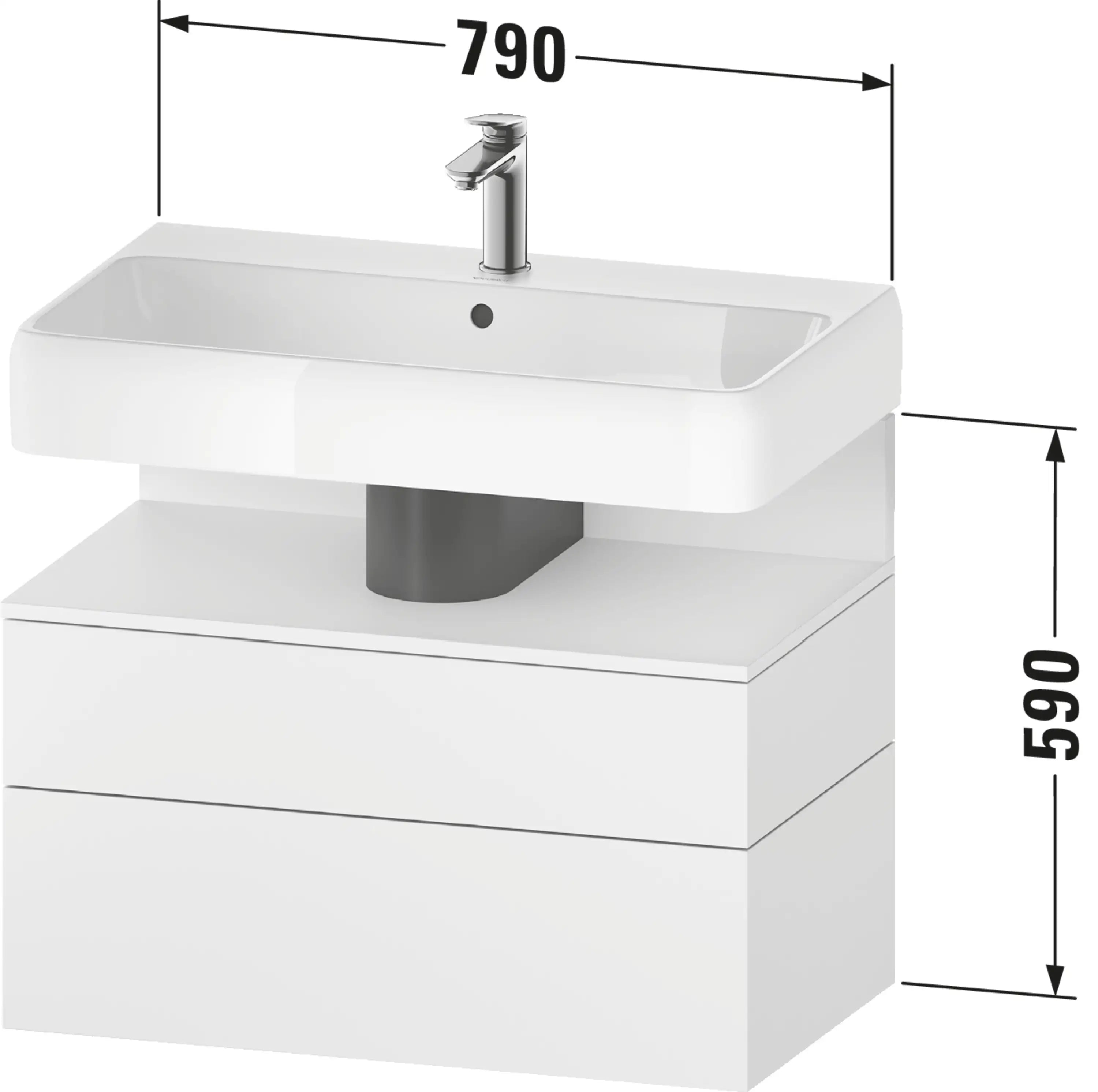 Studio F. A. Porsche Collection 31 1/8'' Wall Mount Two Drawer Single Vanity Cabinet in Matte Graphite, Sink Sold Separately