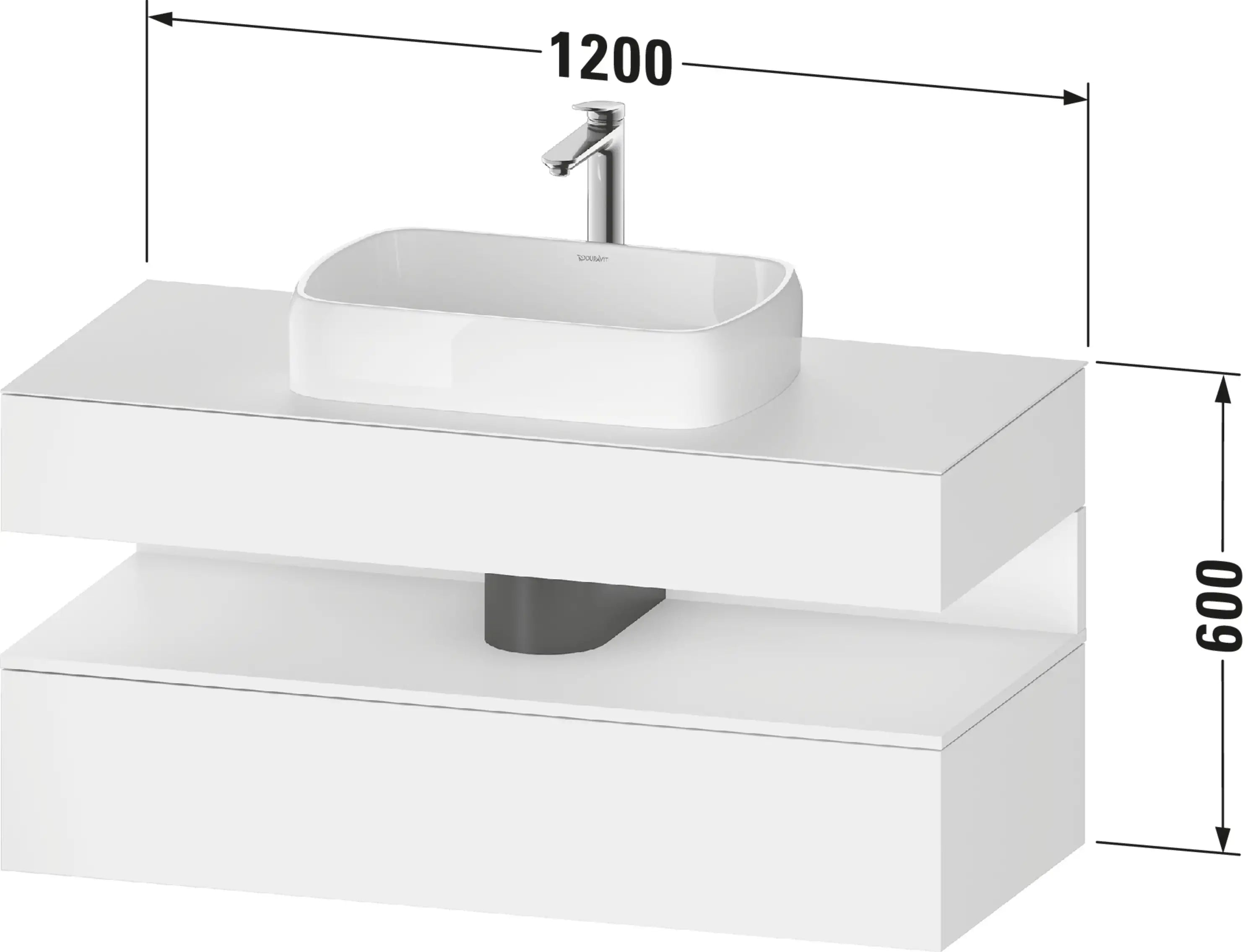 Studio F. A. Porsche Collection 47 1/4'' Wall Mount One Drawer Single Vanity Cabinet in Matte Graphite, Sink Sold Separately