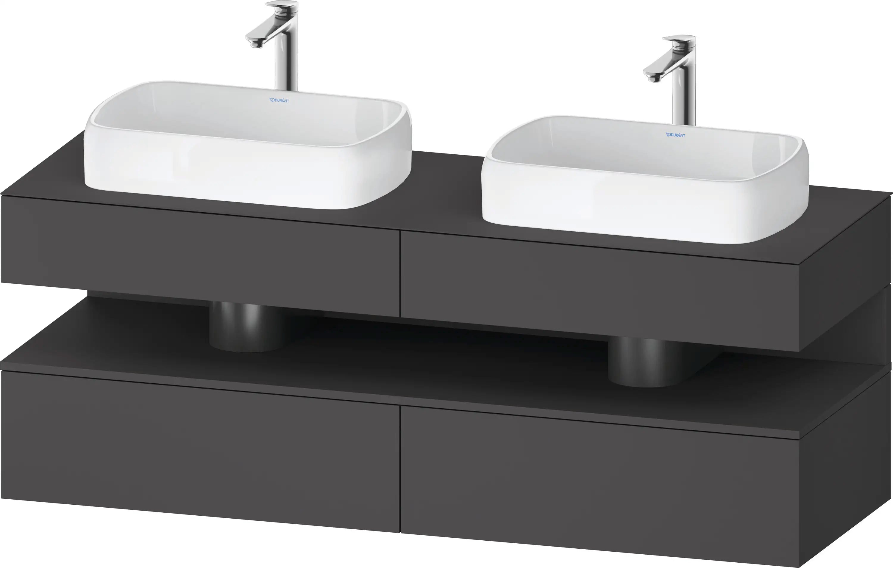 Studio F. A. Porsche Collection 63'' Wall Mount Two Drawer Double Vanity Cabinet in Matte Graphite, Sink Sold Separately