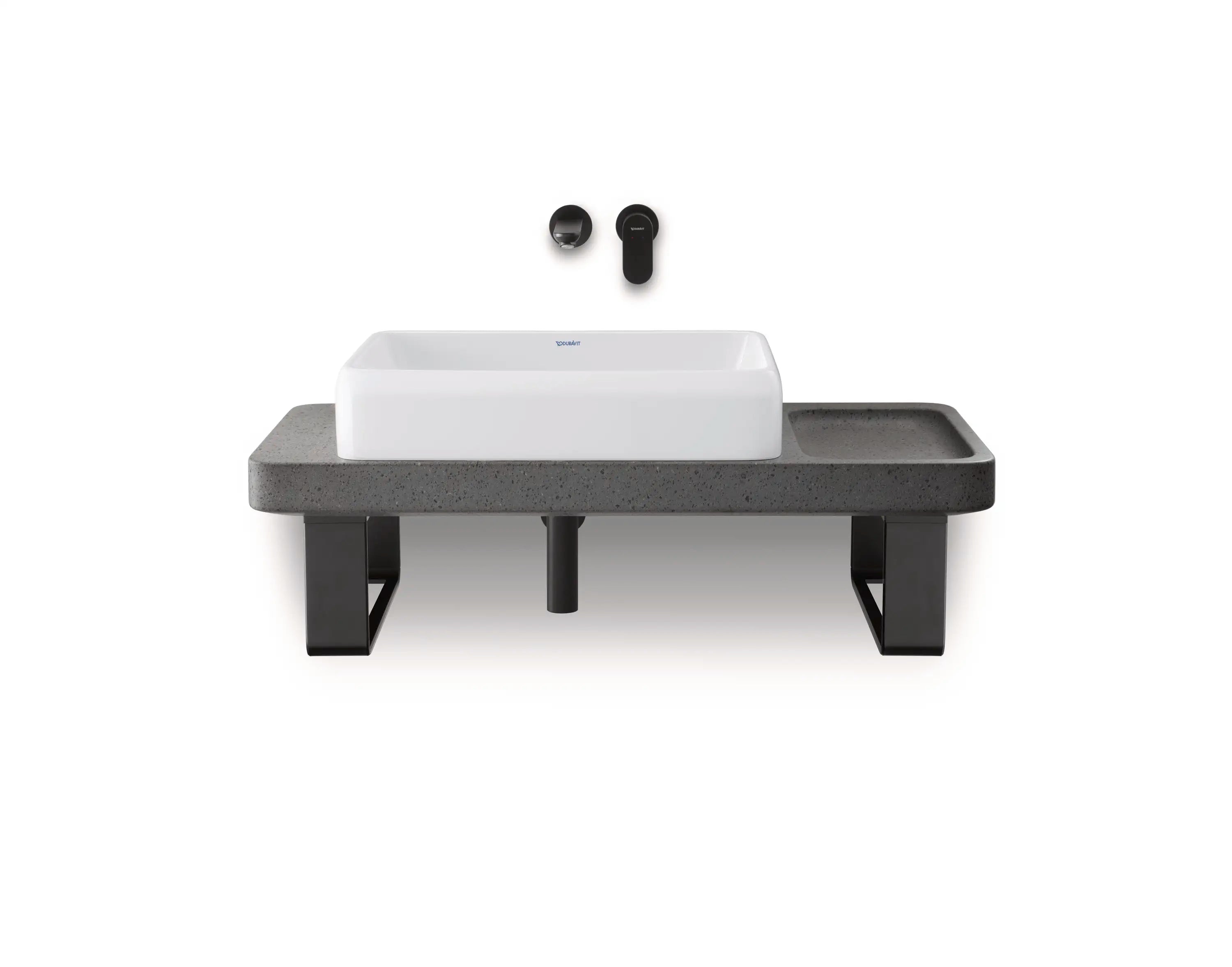 Duravit Qatego 39 3/8'' Console Sink in White and Lavica Stone, with Overflow, Support Brackets Included