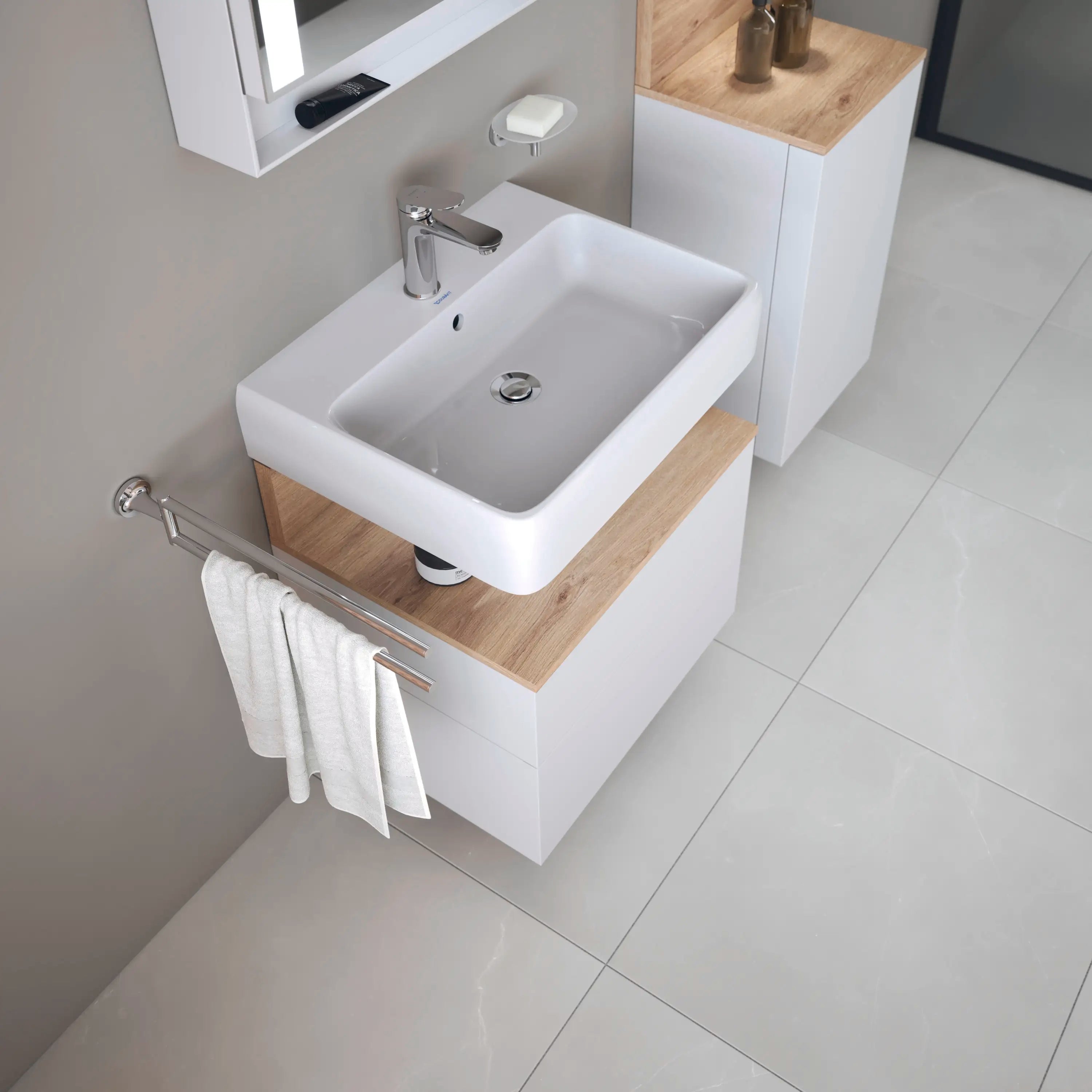 Duravit Qatego 23 5/8'' Rectangular Wall Mounted Sink in White with Single Faucet Hole and with Overflow