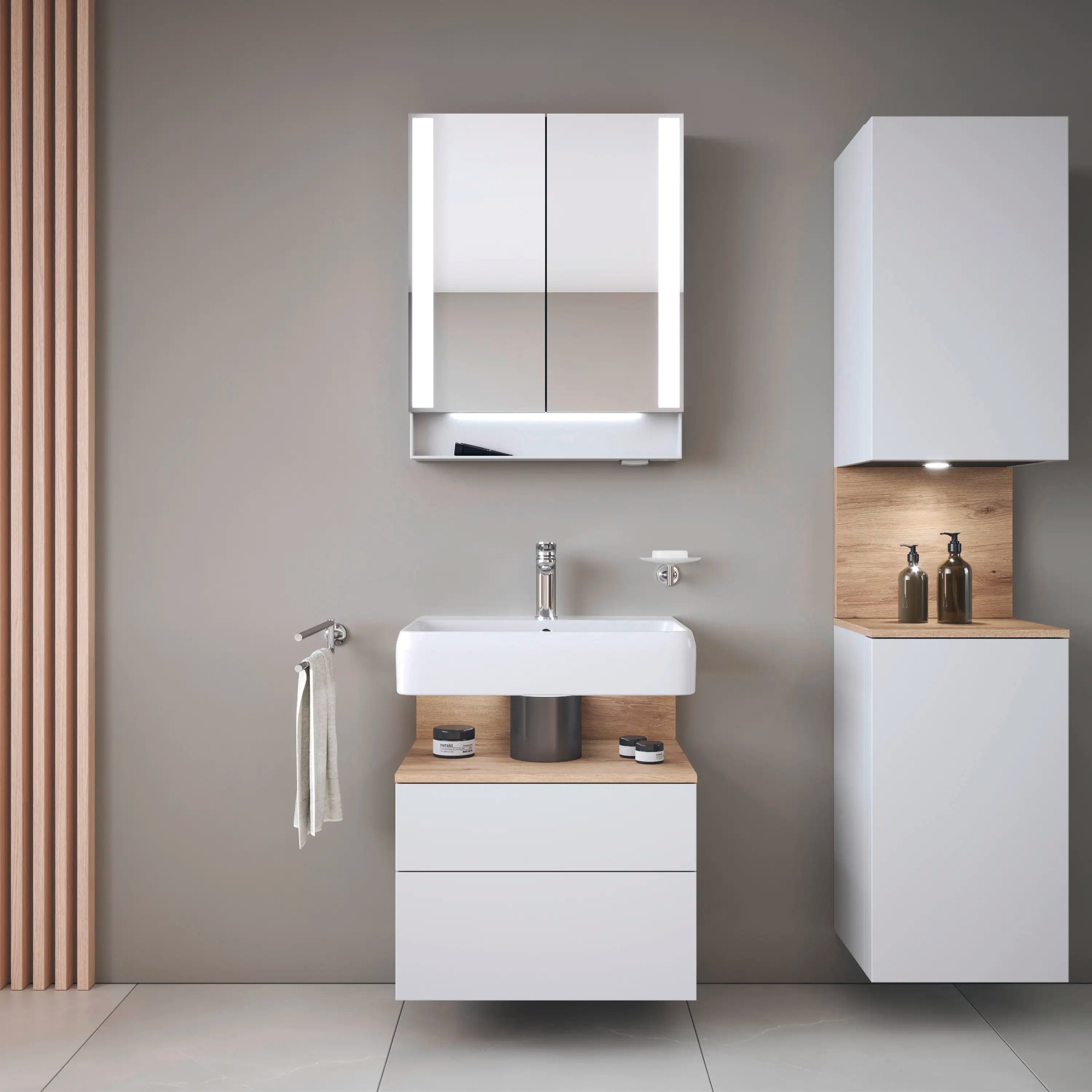 Duravit Qatego 23 5/8'' Rectangular Wall Mounted Sink in White with Single Faucet Hole and with Overflow