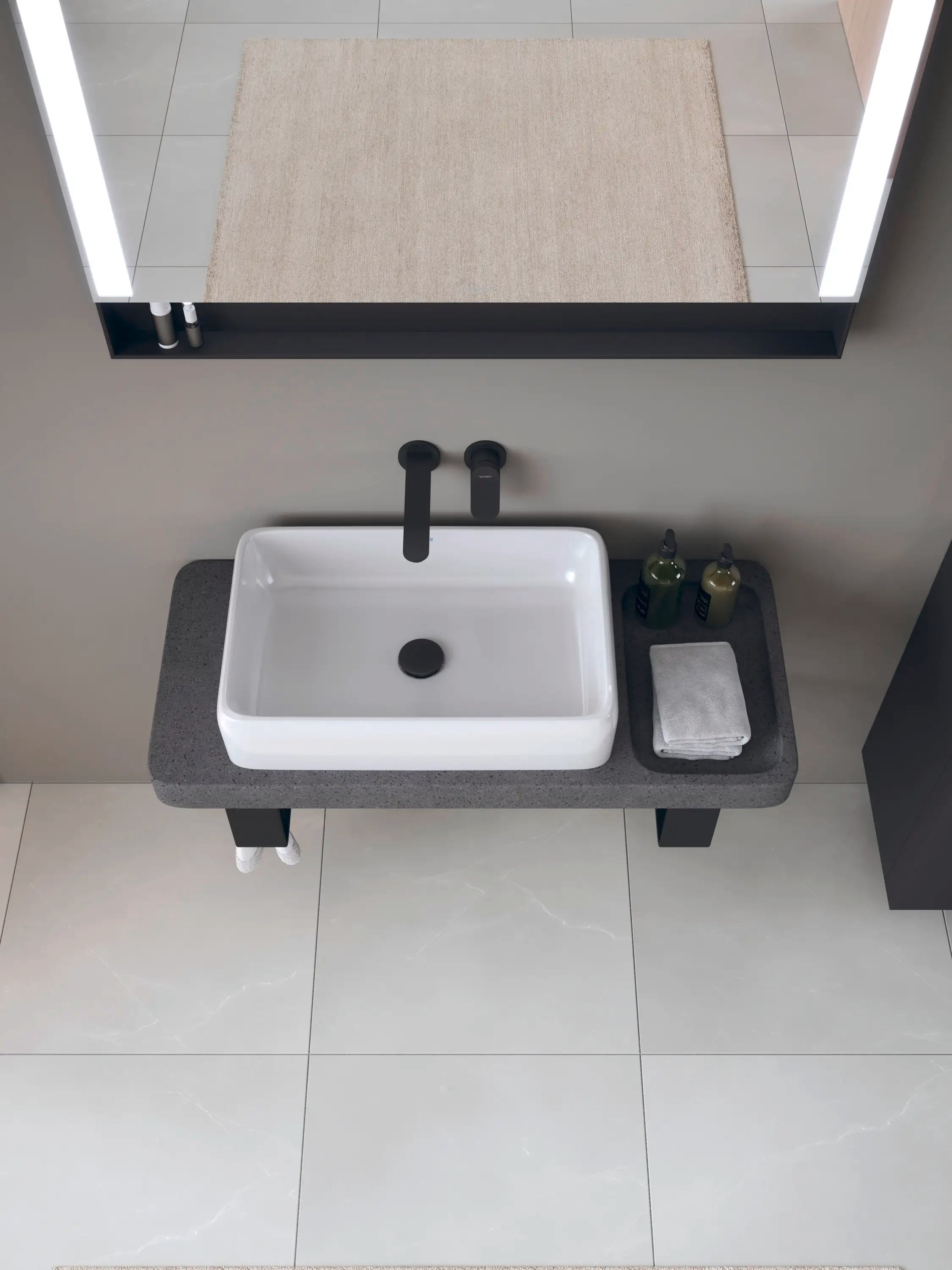 Duravit Qatego 39 3/8'' Console Sink in White and Lavica Stone, with Overflow, Support Brackets Included