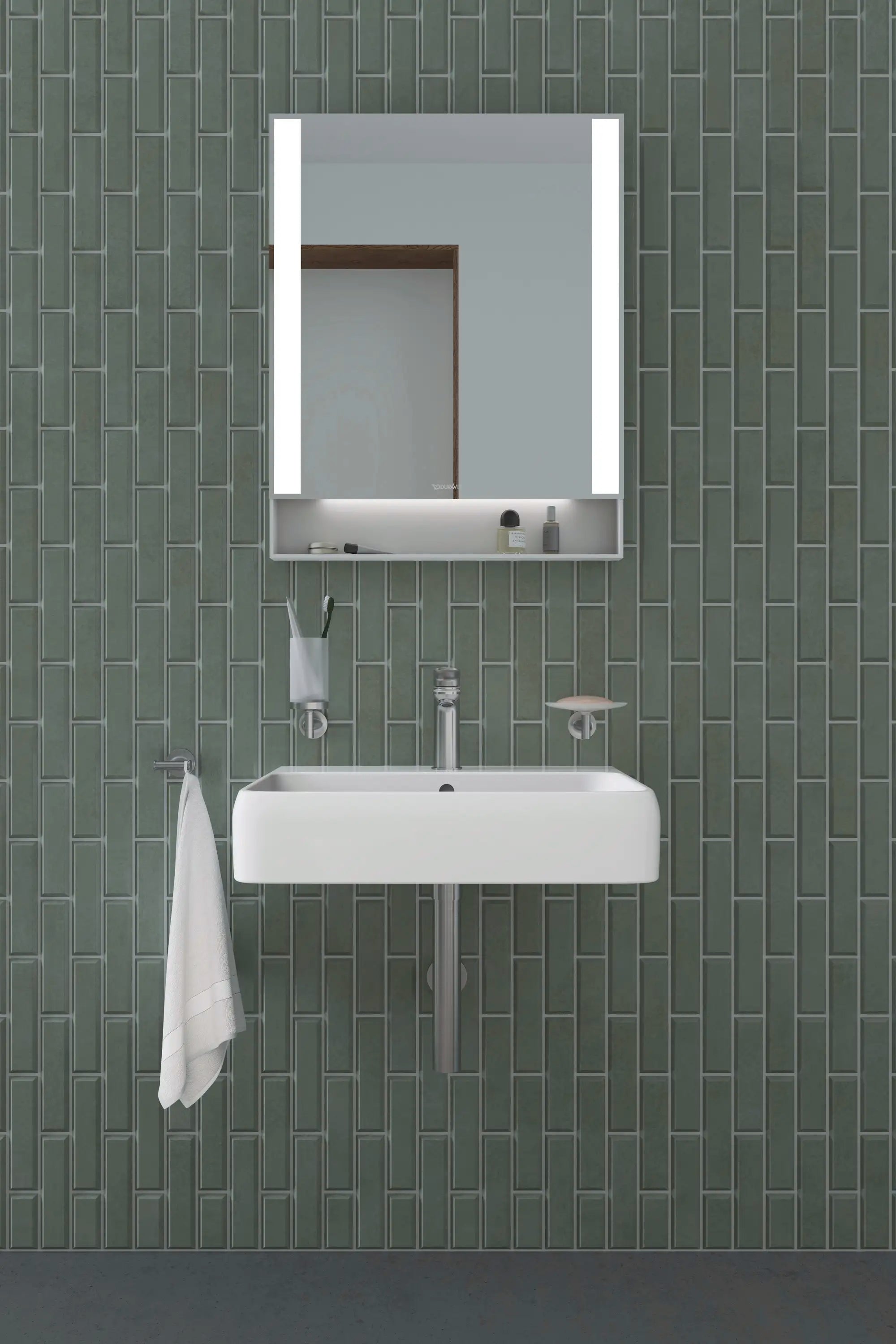 Duravit Qatego 23 5/8'' Rectangular Wall Mounted Sink in White with Single Faucet Hole and with Overflow