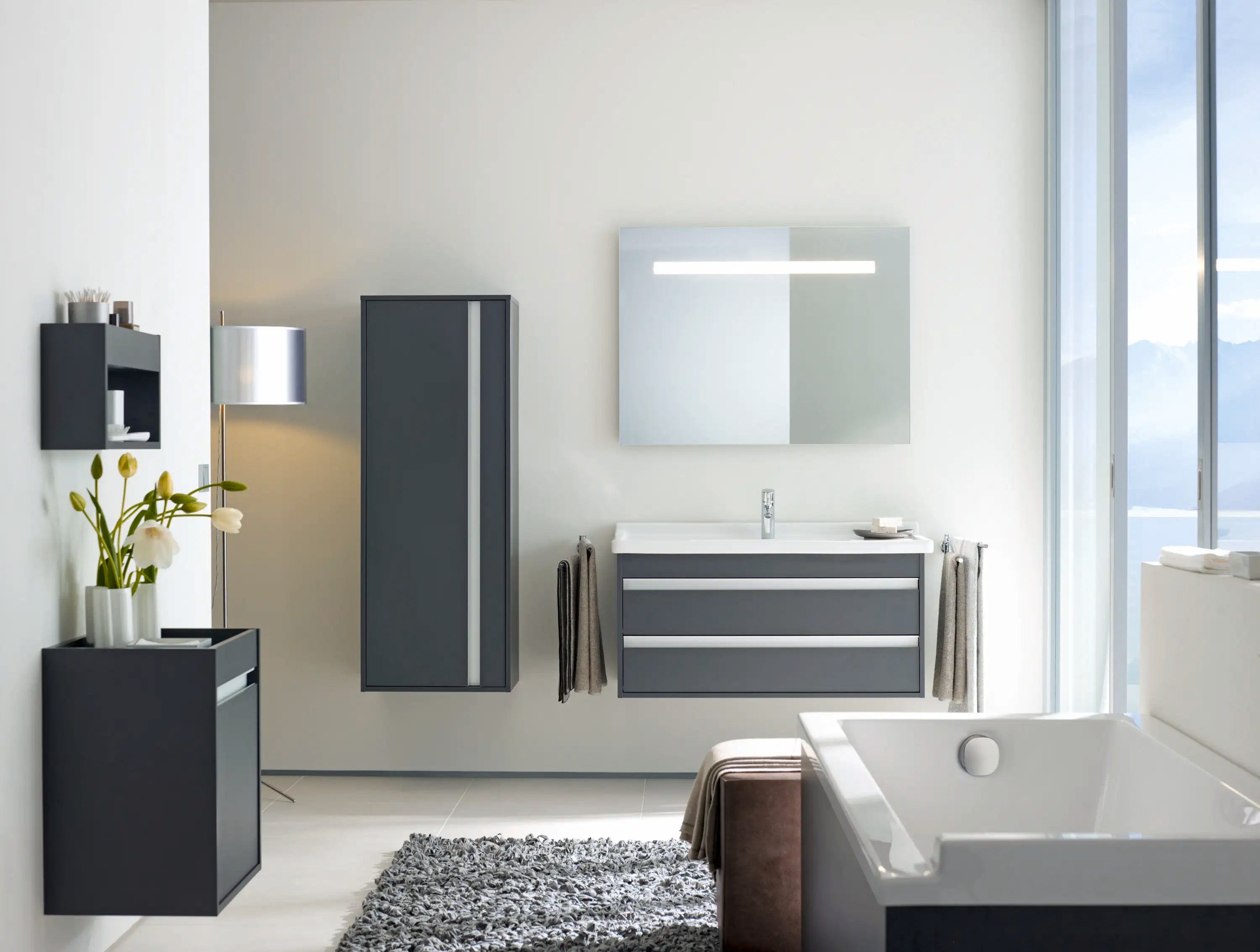 Duravit Starck 3 41 3/8'' Rectangular Wall Mounted Sink in White with Single Faucet Hole and with Overflow