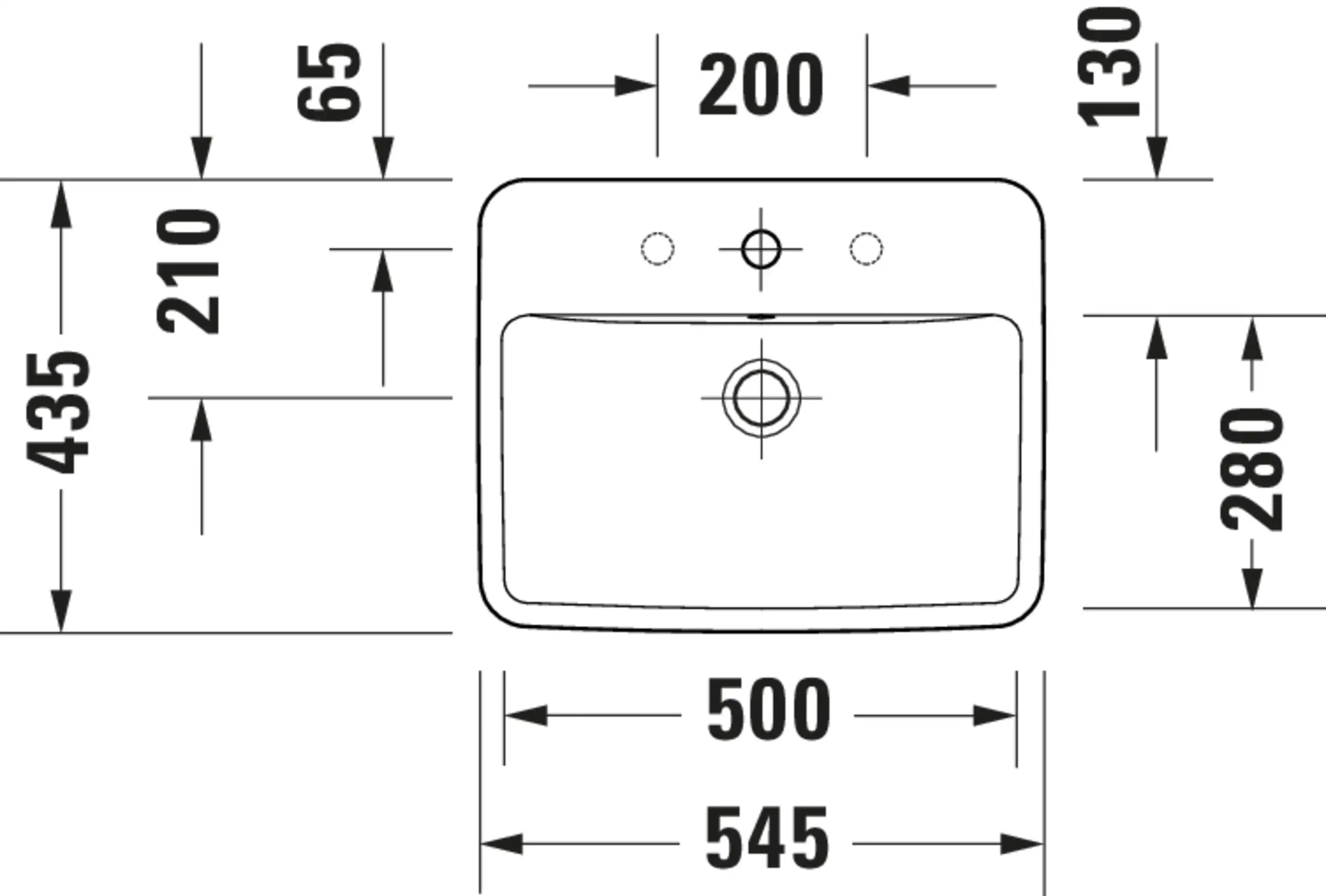Duravit No.1 21 5/8'' Rectangular Drop In Sink in White with Single Faucet Hole and Overflow