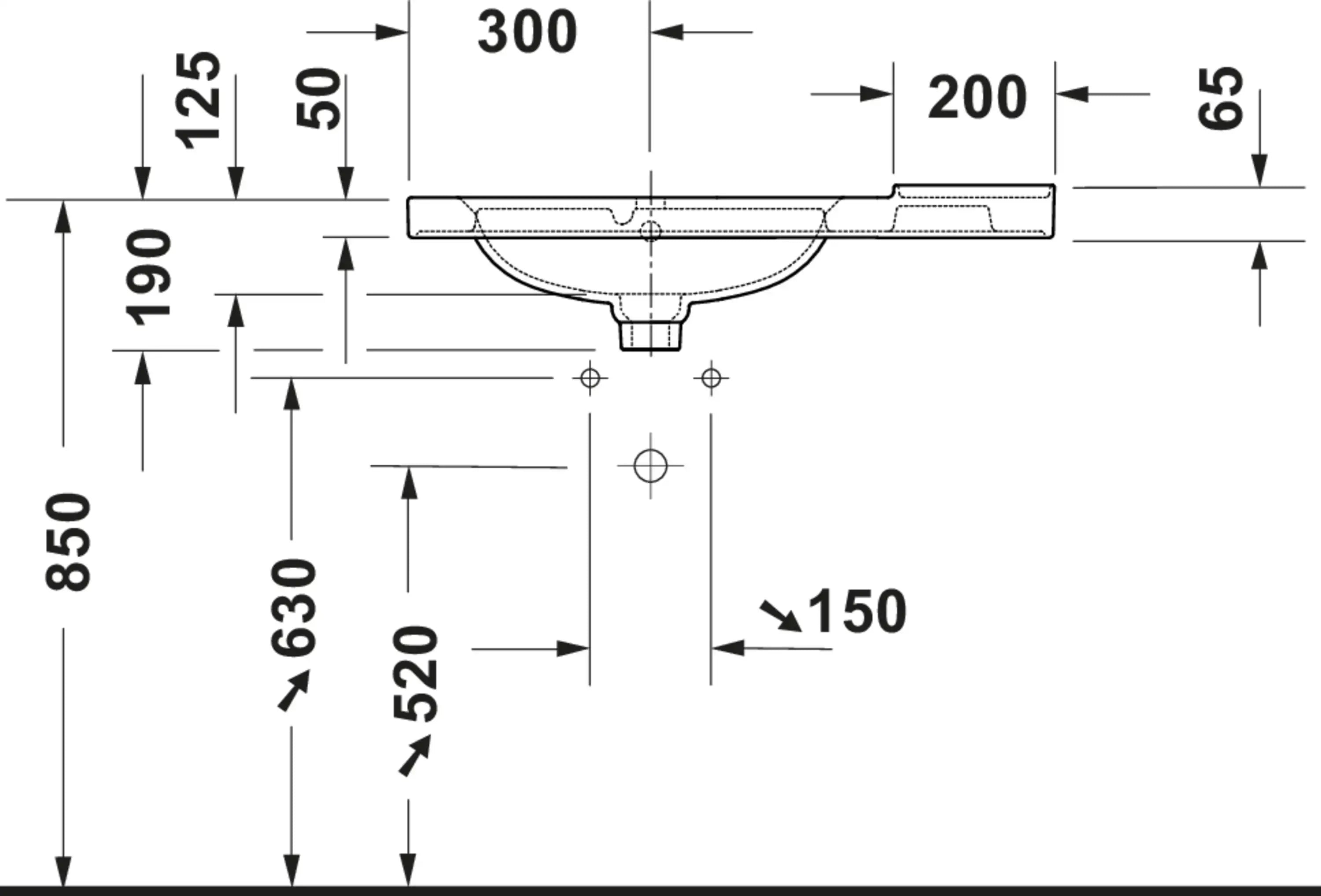 Duravit Aurena 31 3/4'' Rectangular Wall Mounted Sink in White with Single Faucet Hole and with Overflow