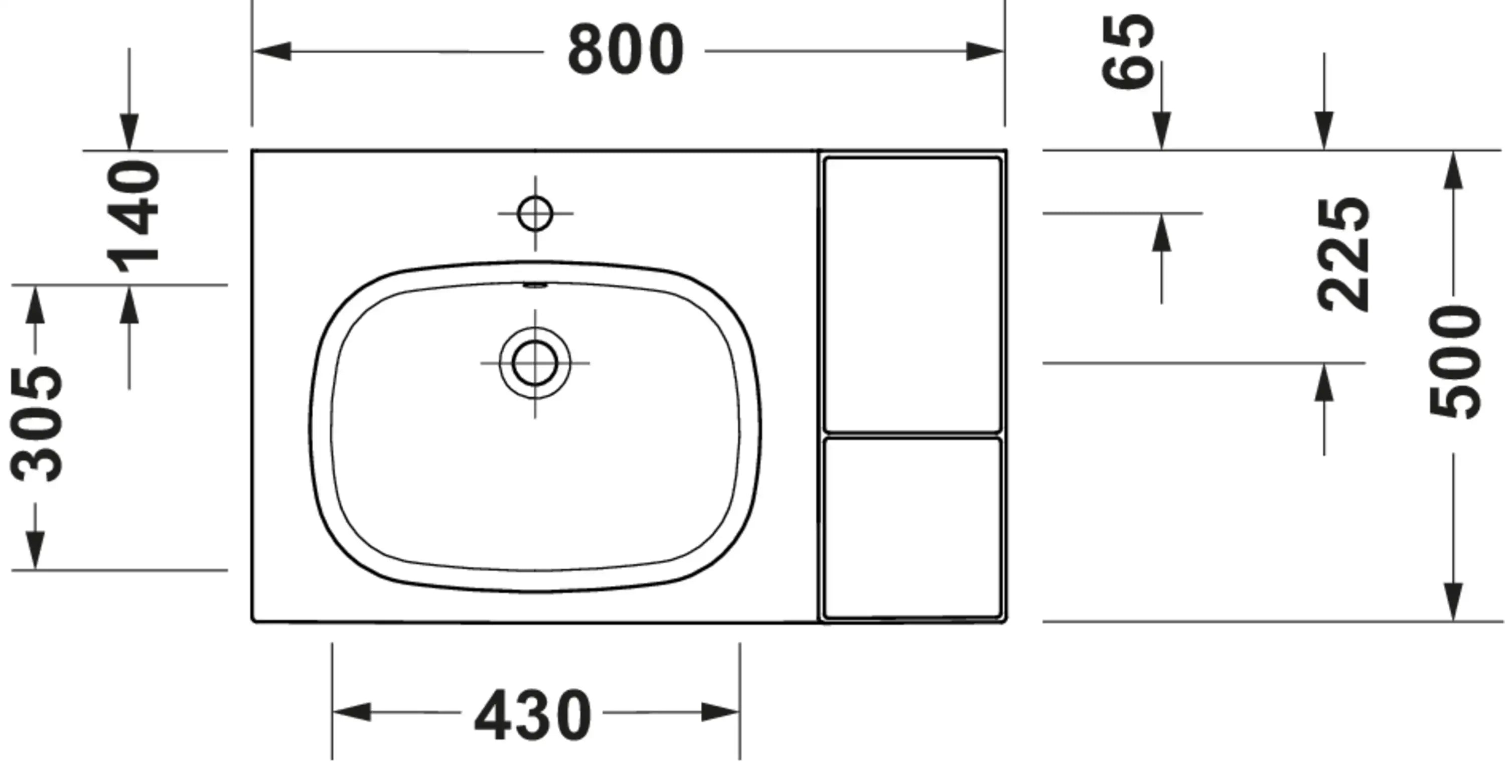 Duravit Aurena 31 3/4'' Rectangular Wall Mounted Sink in White with Single Faucet Hole and with Overflow