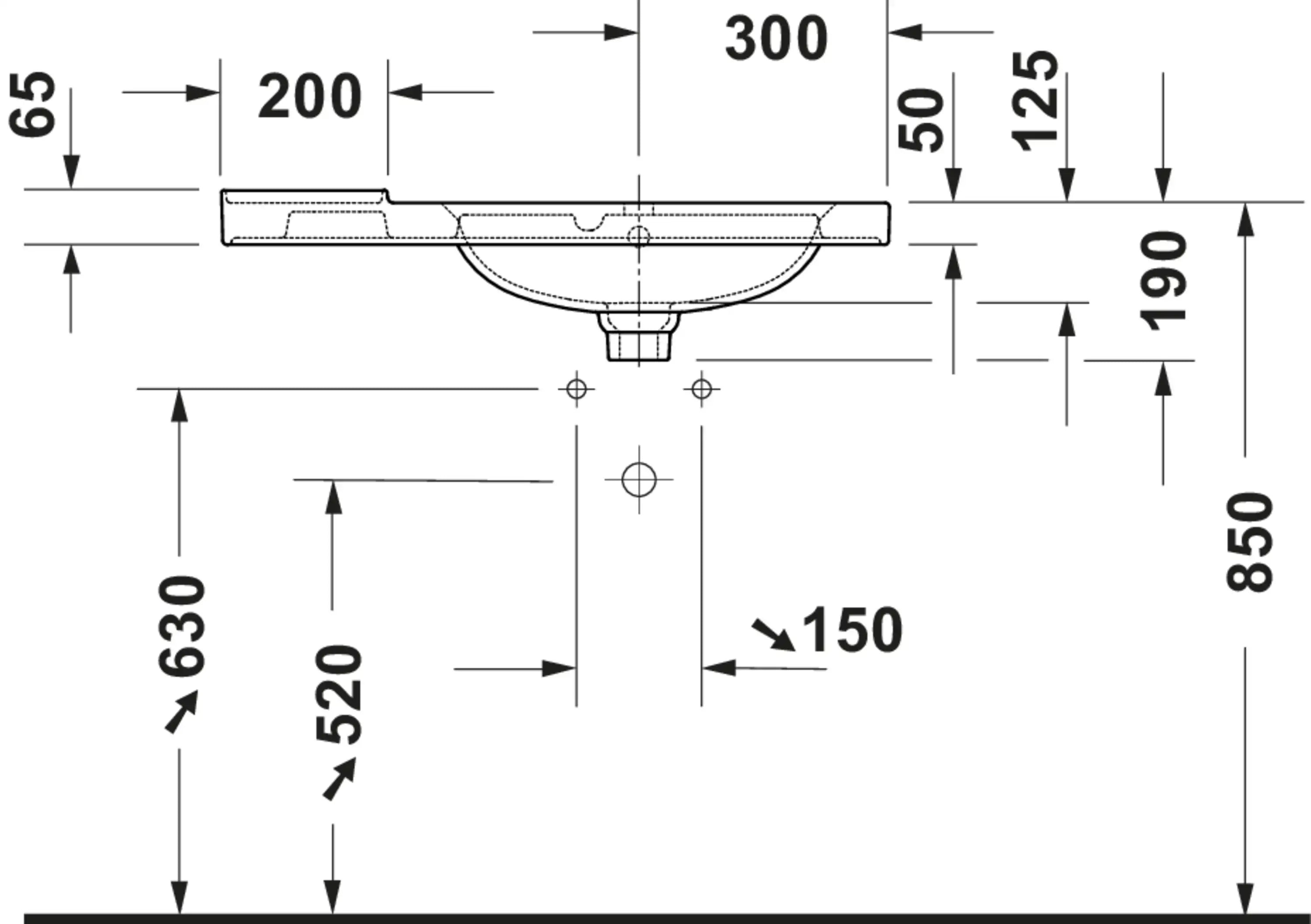 Duravit Aurena 31 3/4'' Rectangular Wall Mounted Sink in White with Single Faucet Hole and with Overflow