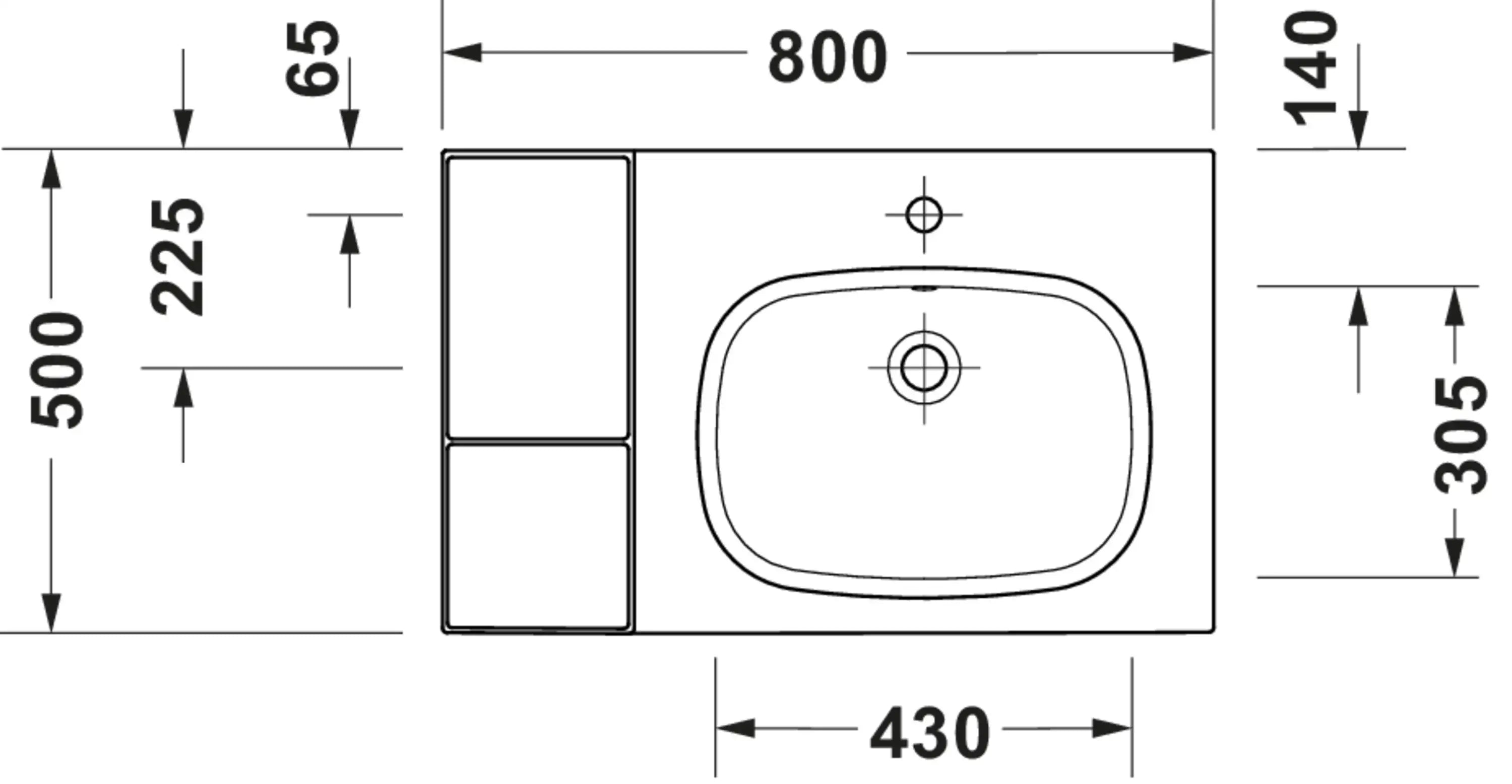 Duravit Aurena 31 3/4'' Rectangular Wall Mounted Sink in White with Single Faucet Hole and with Overflow